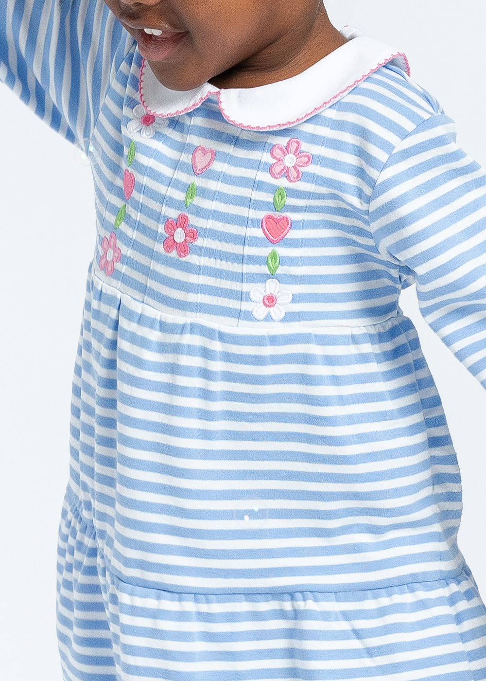 Stripe Knit Dress With Hearts & Flowers