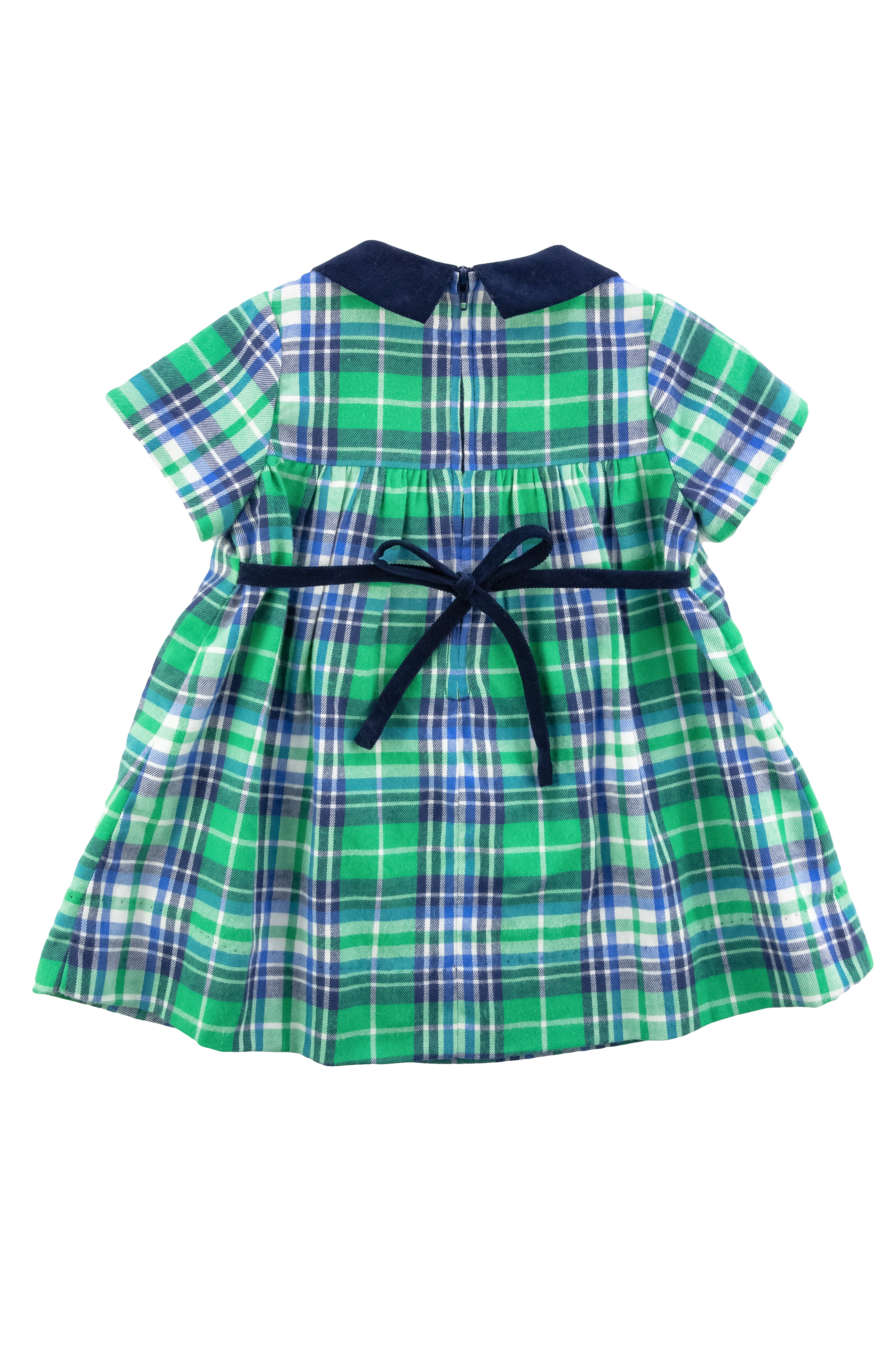Plaid Dress With Shirring And Flowers