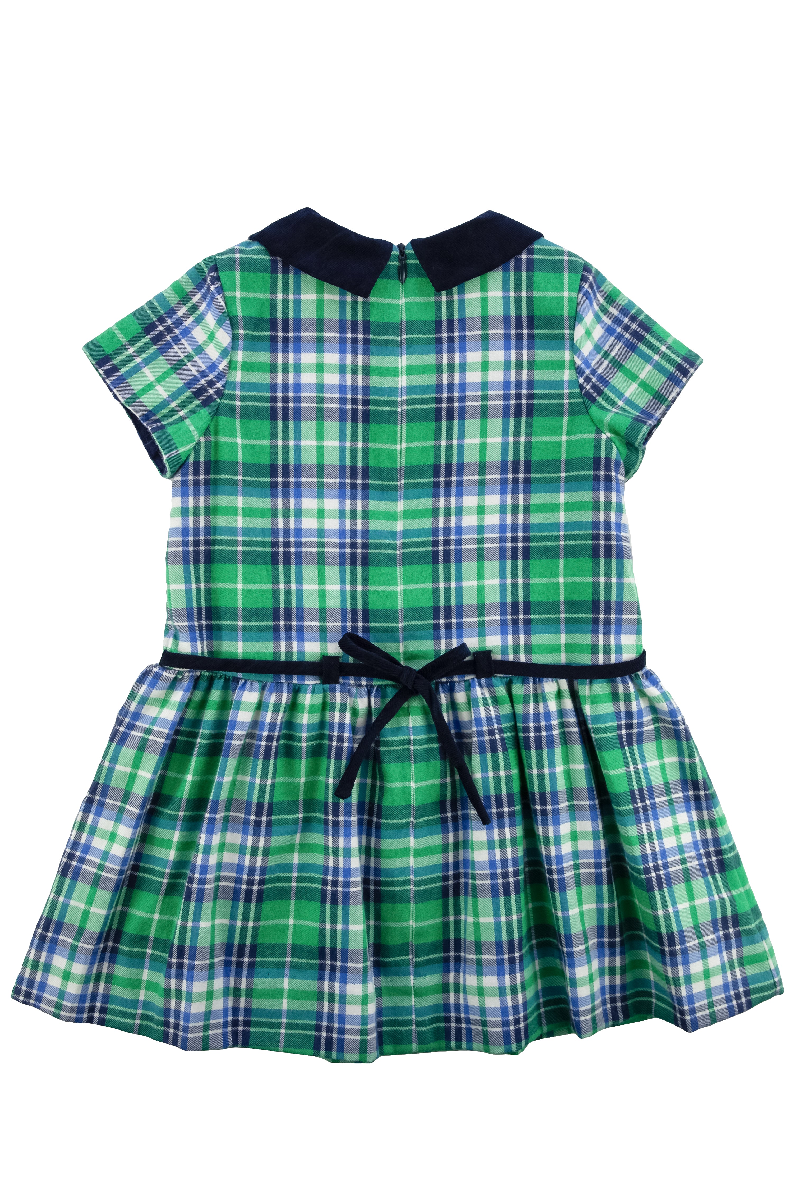 Short Sleeve Plaid Dress With Flowers