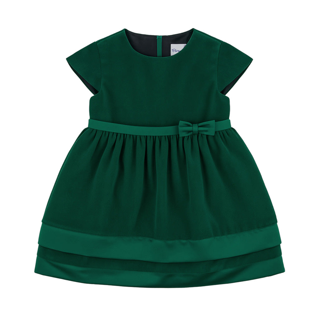Velvet Dress With Satin Hem Bands