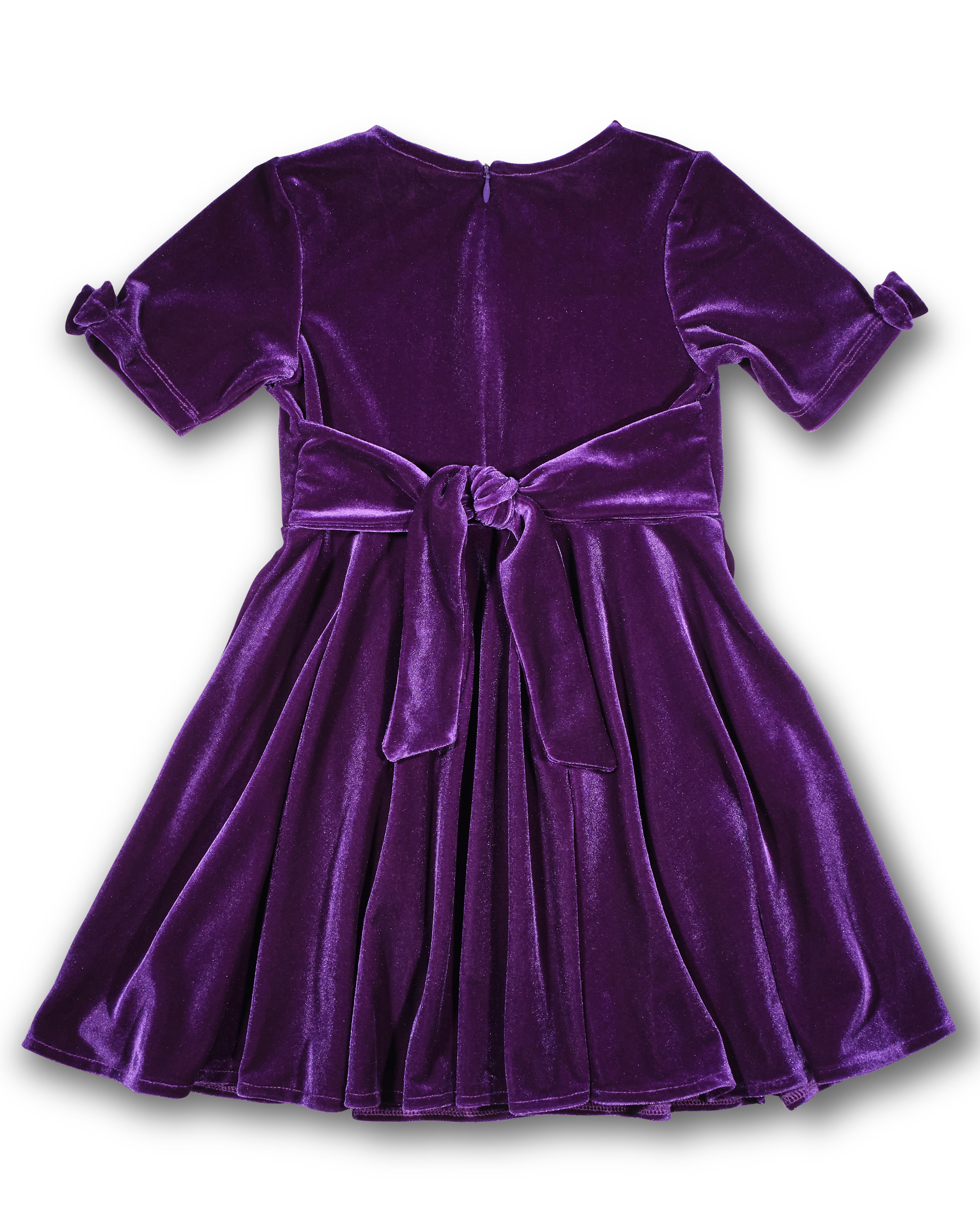 Stretch Velvet Dress With Sleeve Bows