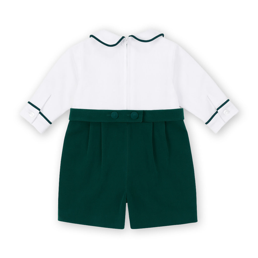 Pique And Velvet Long Sleeve All In One Shortall