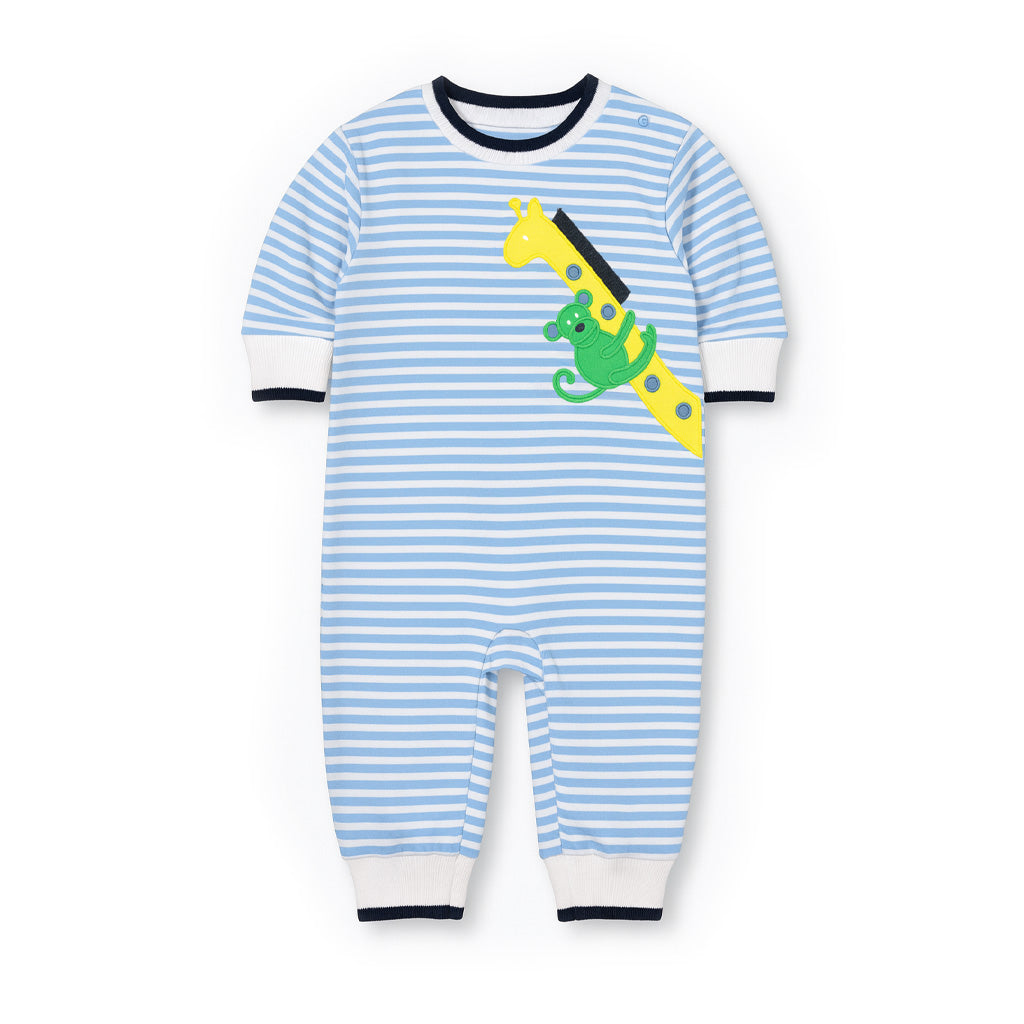 Stripe Knit Longall With Giraffe & Monkey