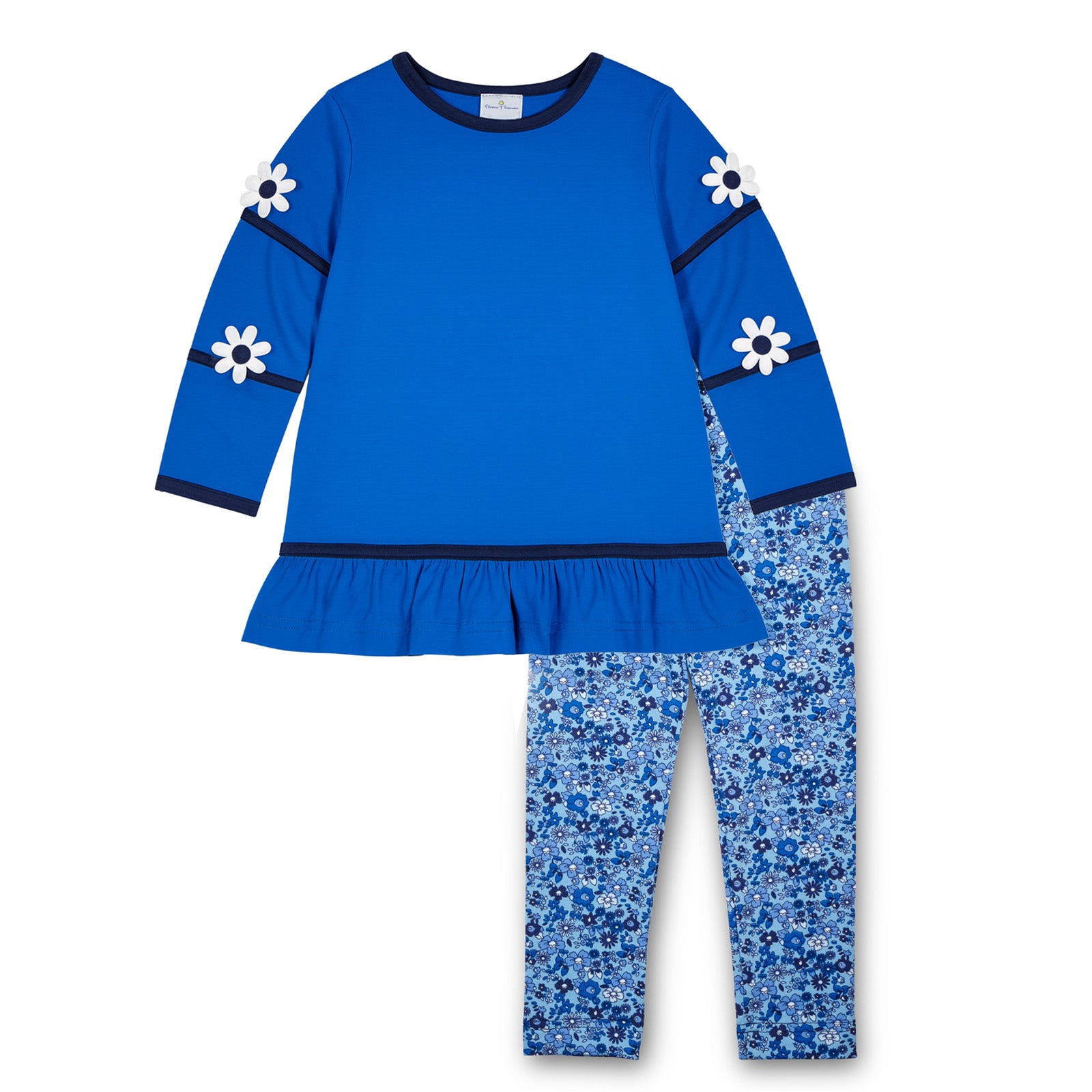 Knit Tunic With Flowers And Floral Leggings