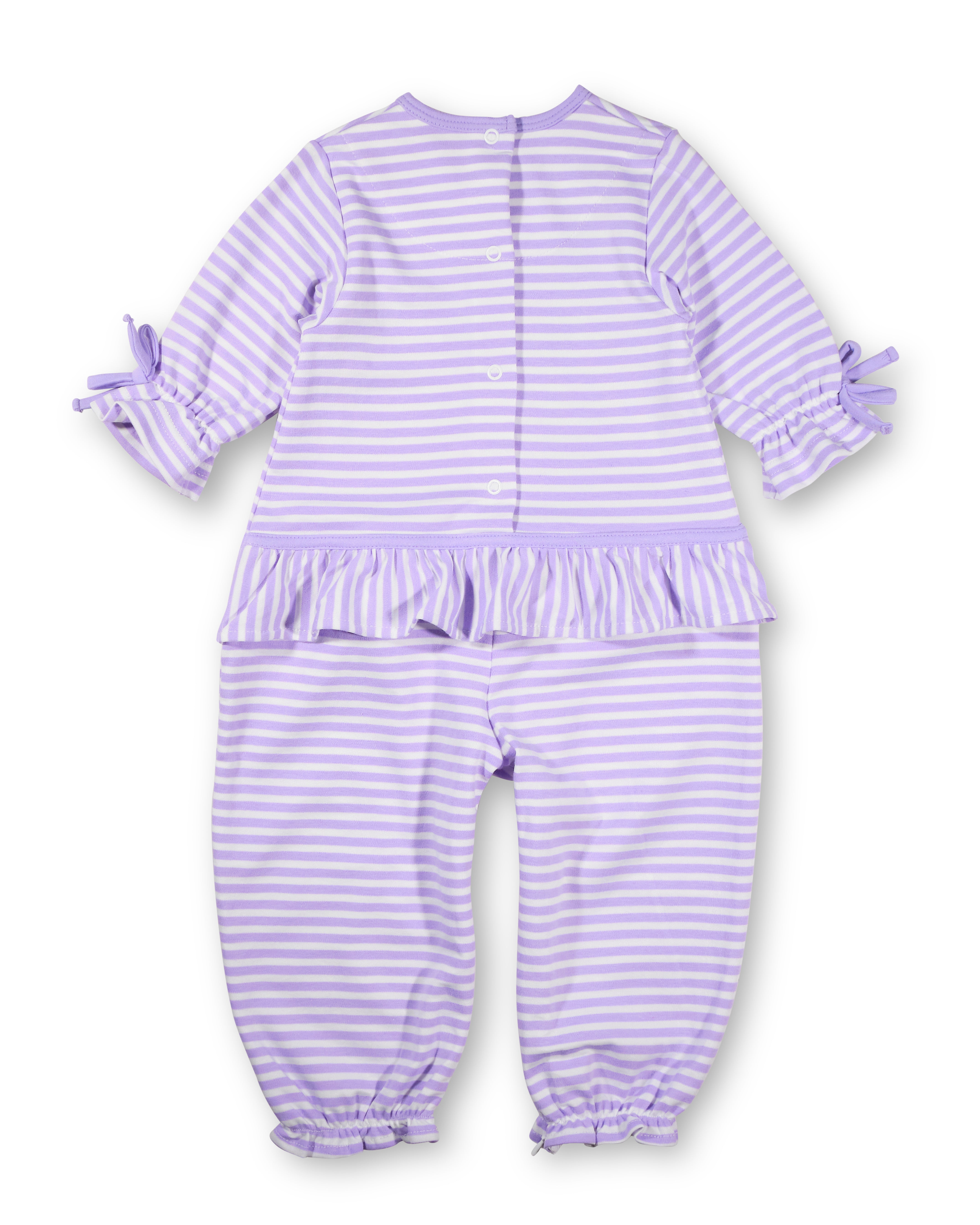 Stripe Knit Longall With Heart Flowers