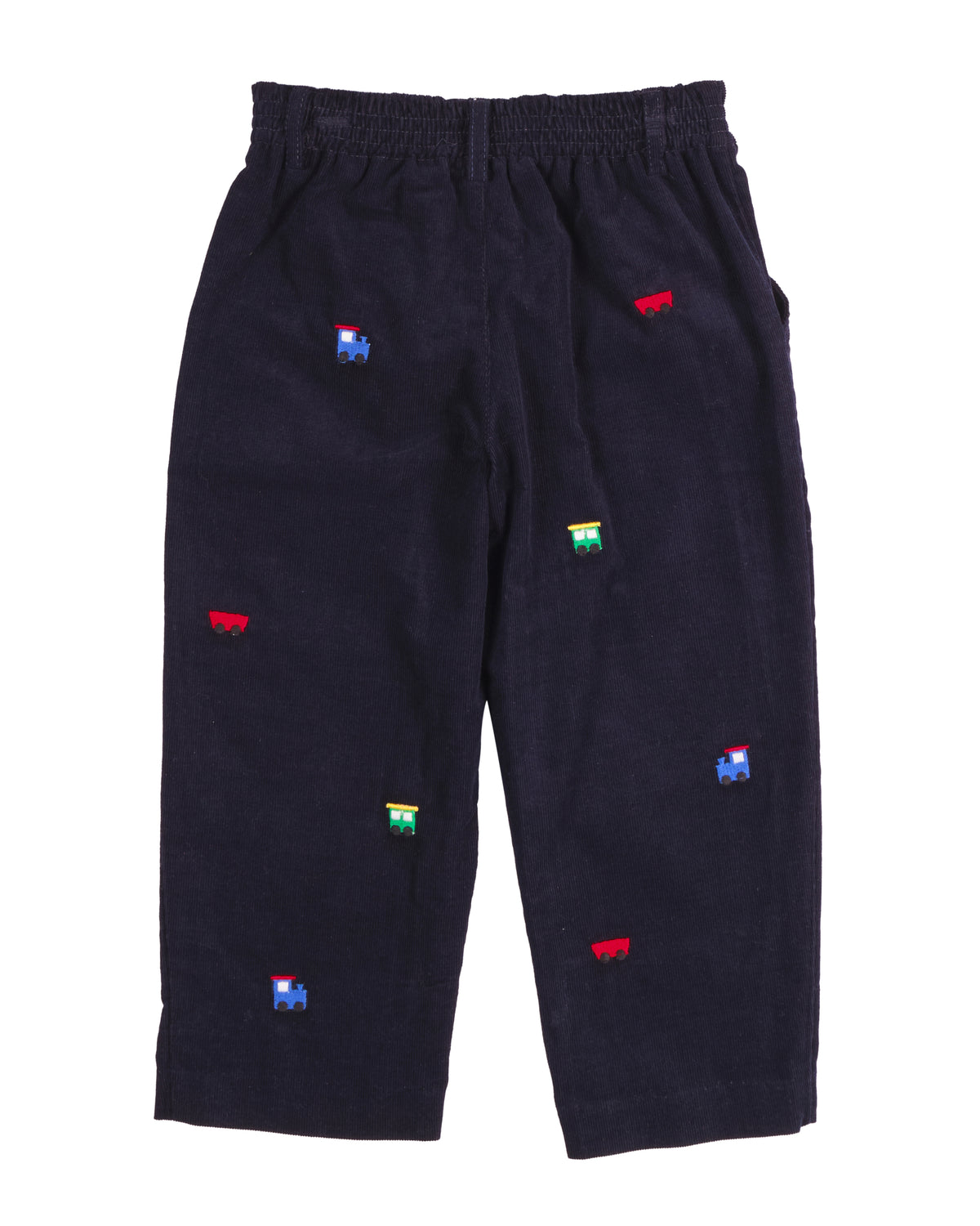 Corduroy Fake Fly Pants with Allover Embroidery