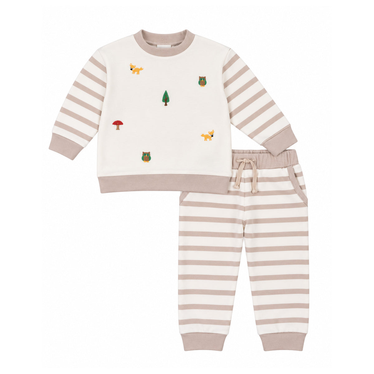 French Terry Knit Set with Woodland Animals
