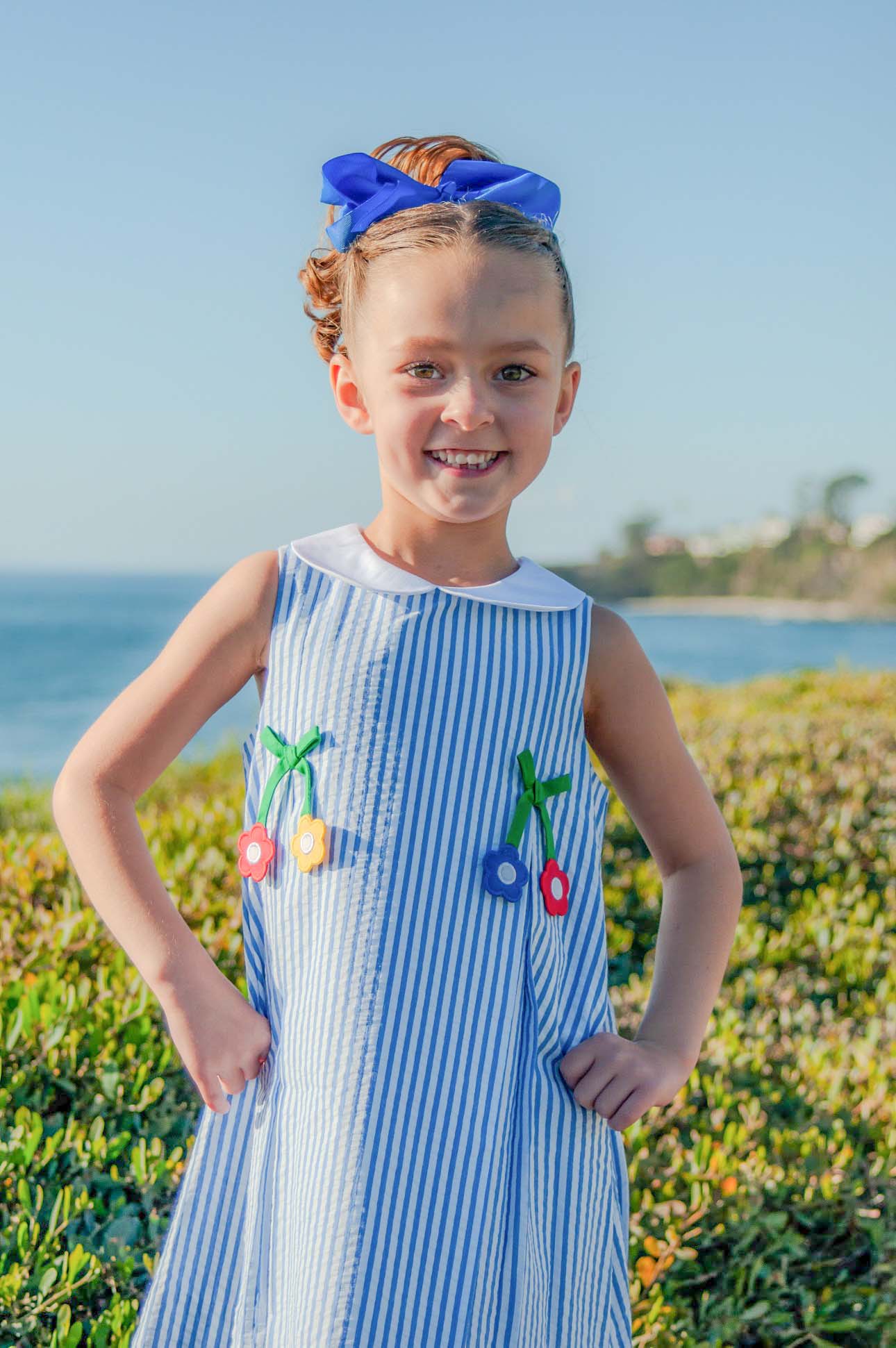 Seersucker Dress With Flowers