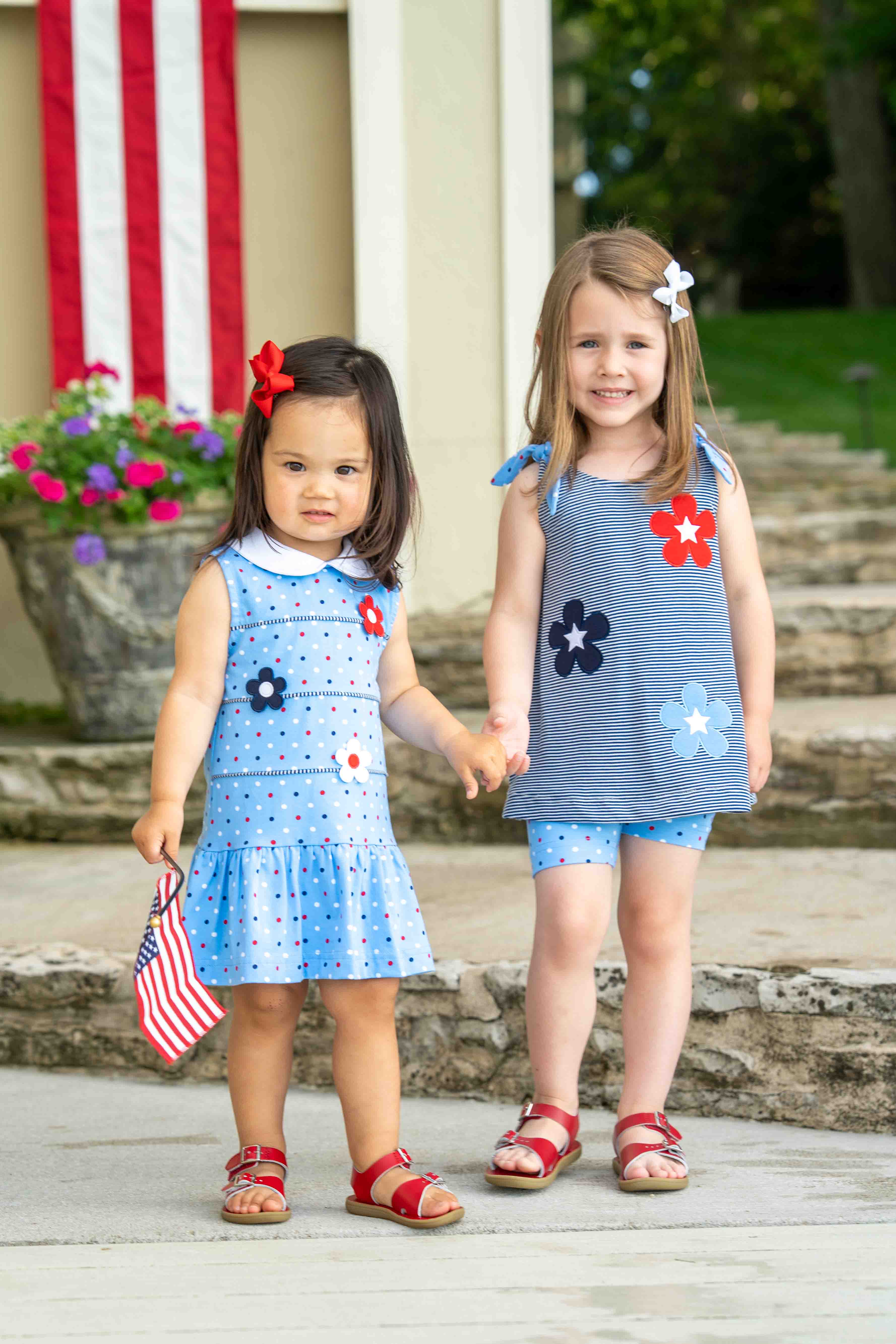 Stripe Knit Short Set With Flowers & Stars