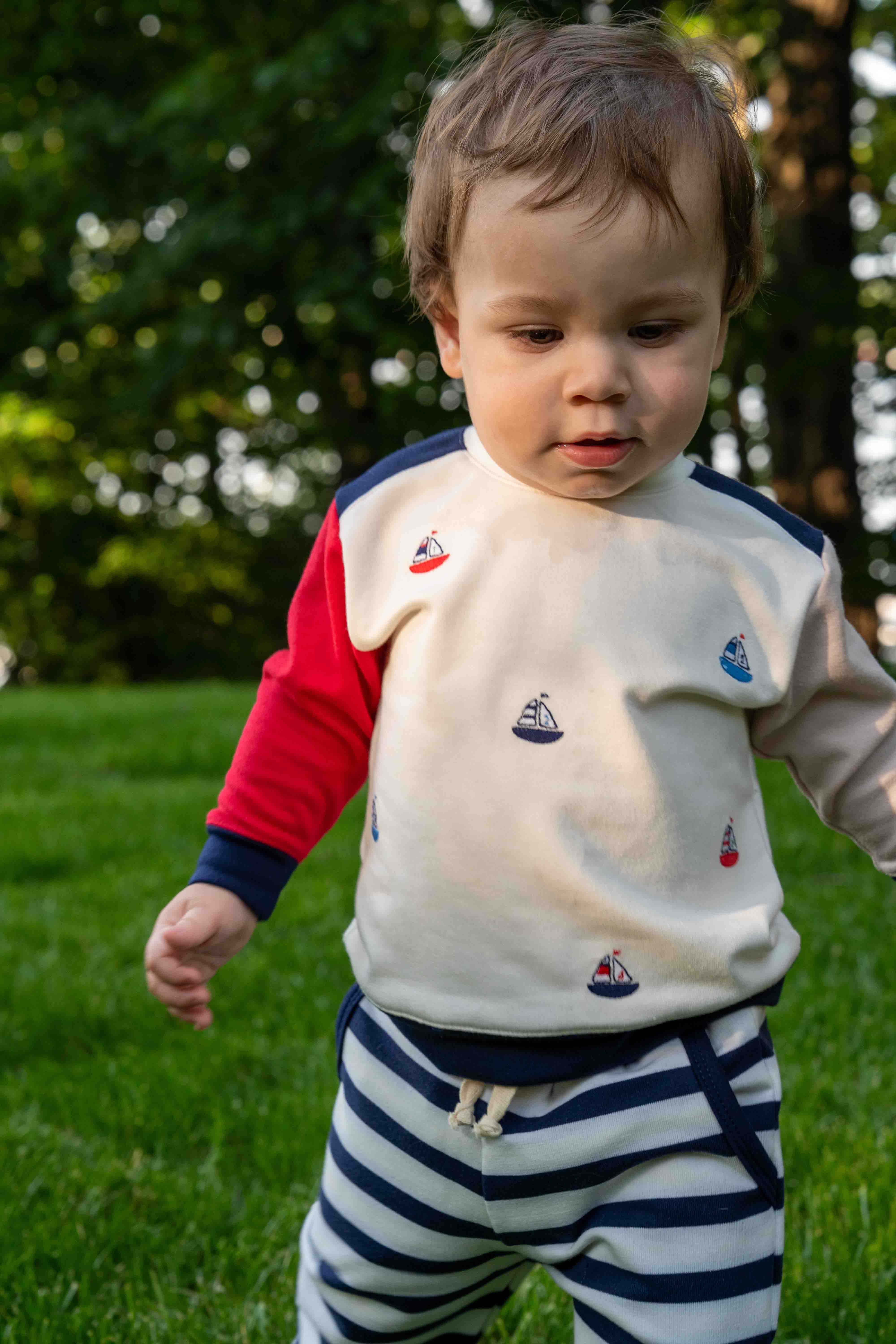 French Terry Knit Set With Sailboats