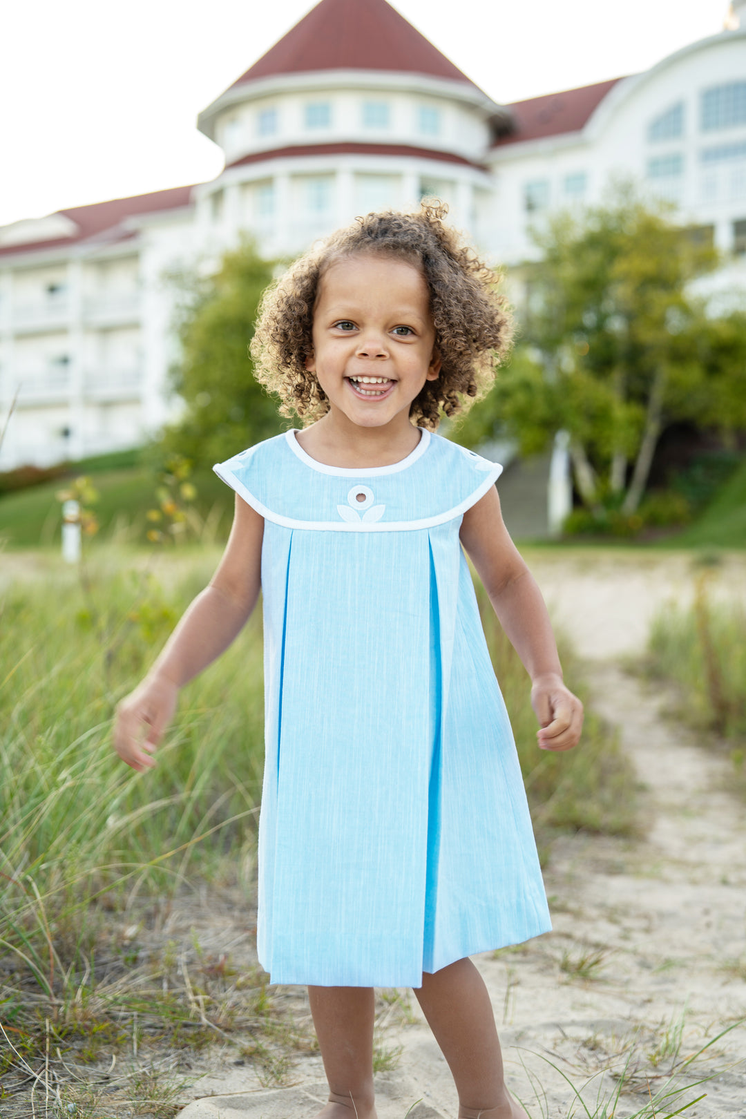 Linen Look Dress With Vintage Flower – Florence Eiseman