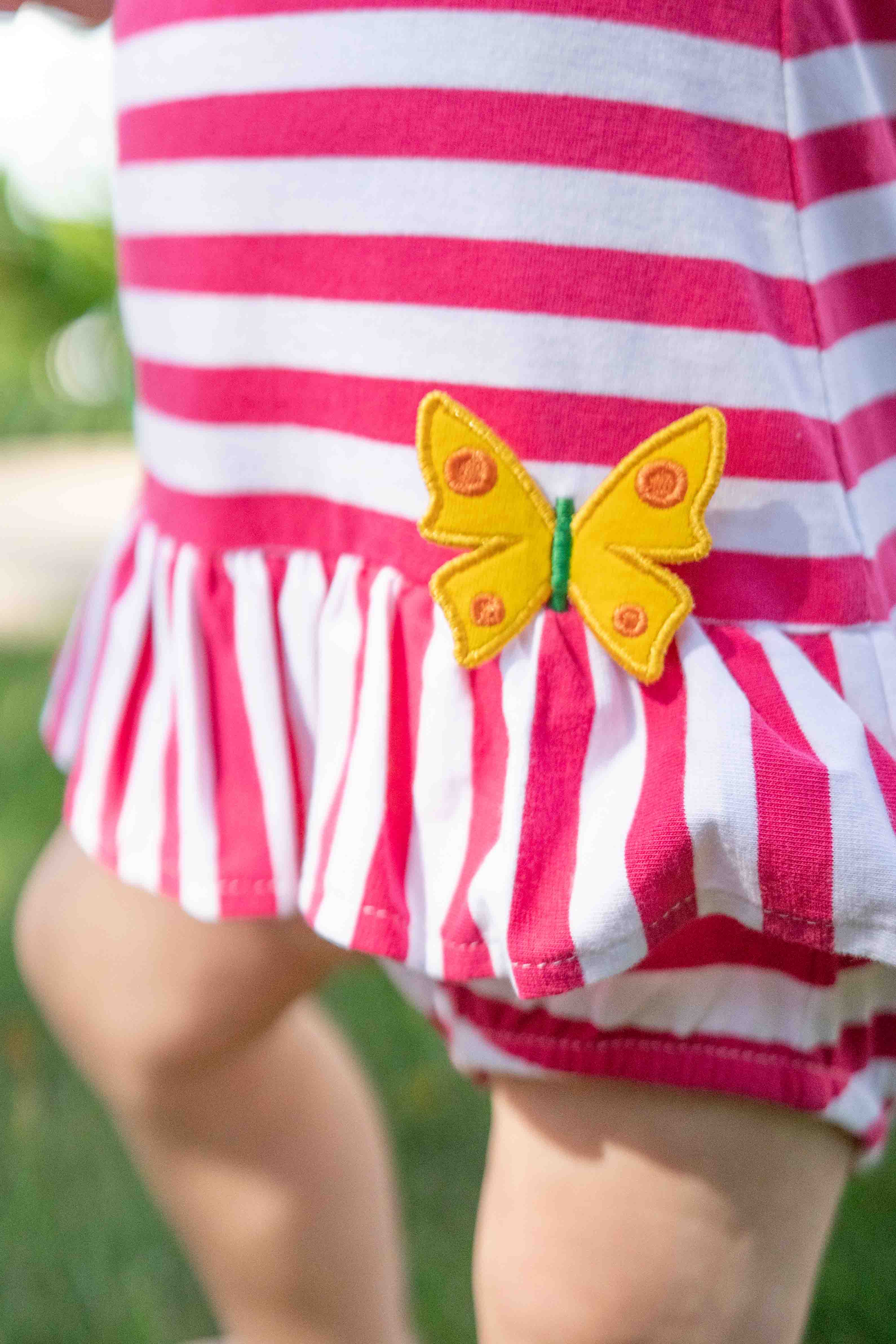 Stripe Knit Romper With Flower