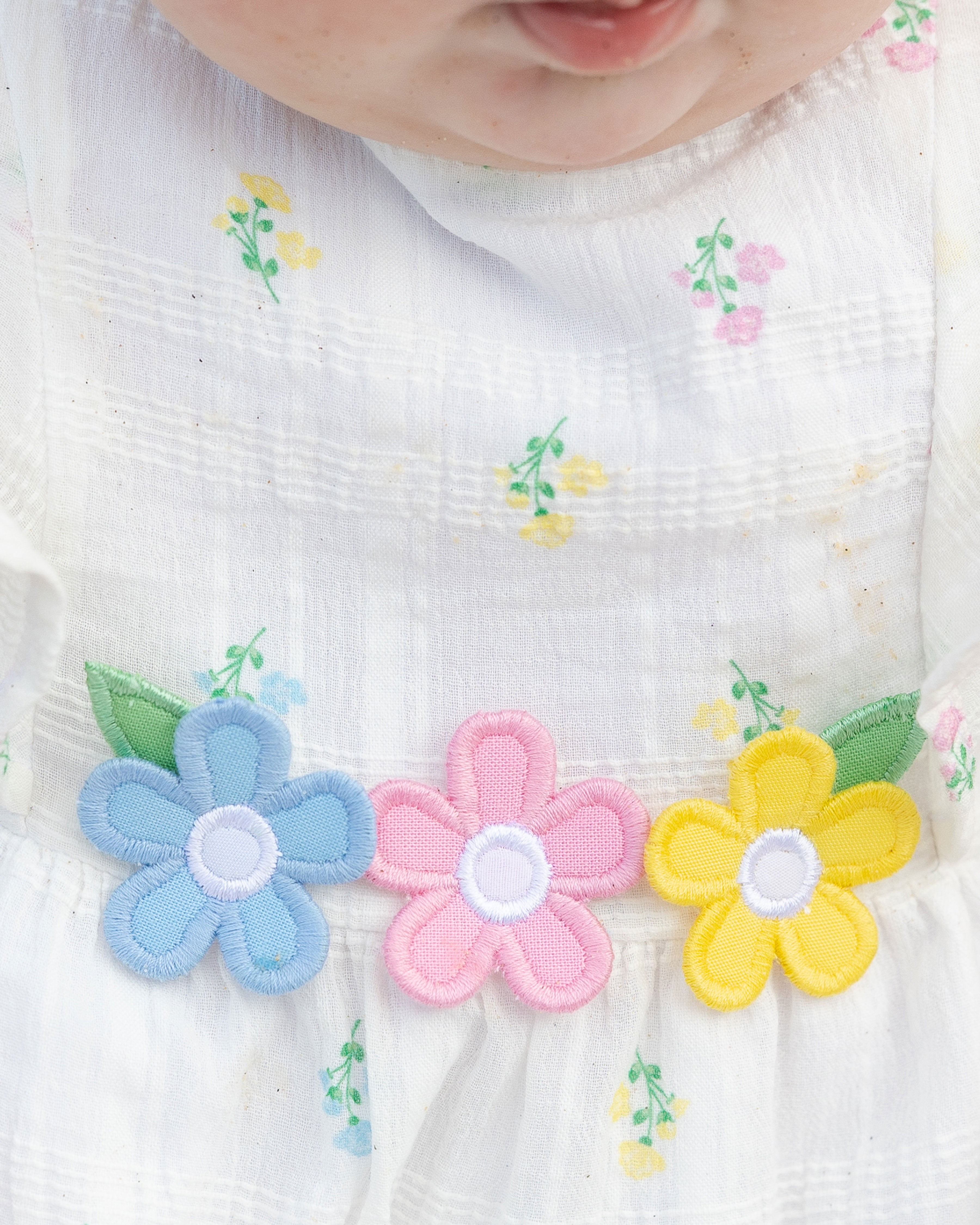 close up of flower applique