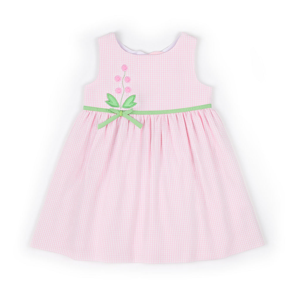 Check Seersucker Dress With Flowers
