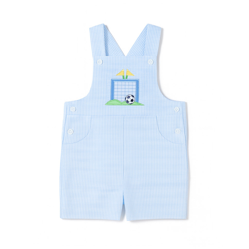 Check Seersucker Shortall With Soccer Goal