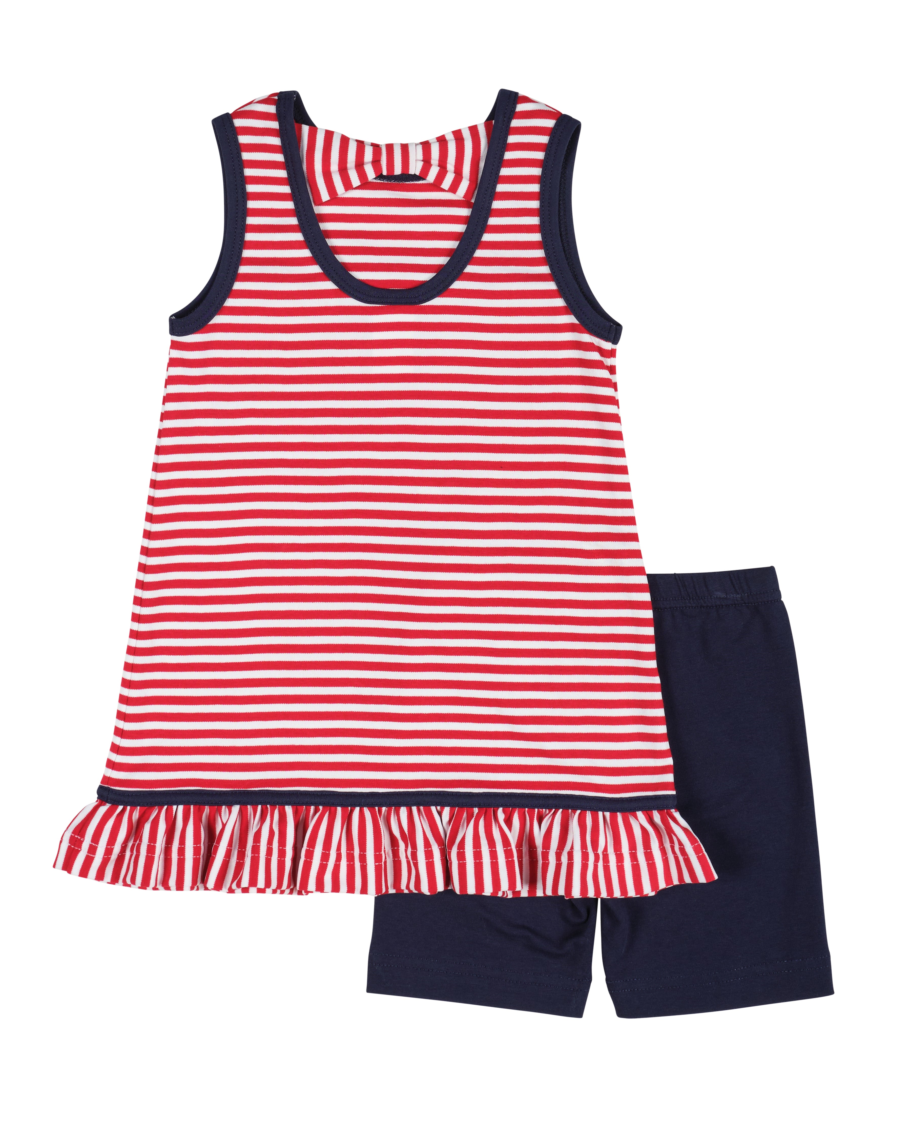 Stripe Knit Short Set With Emb Hearts, Stars, Flowers