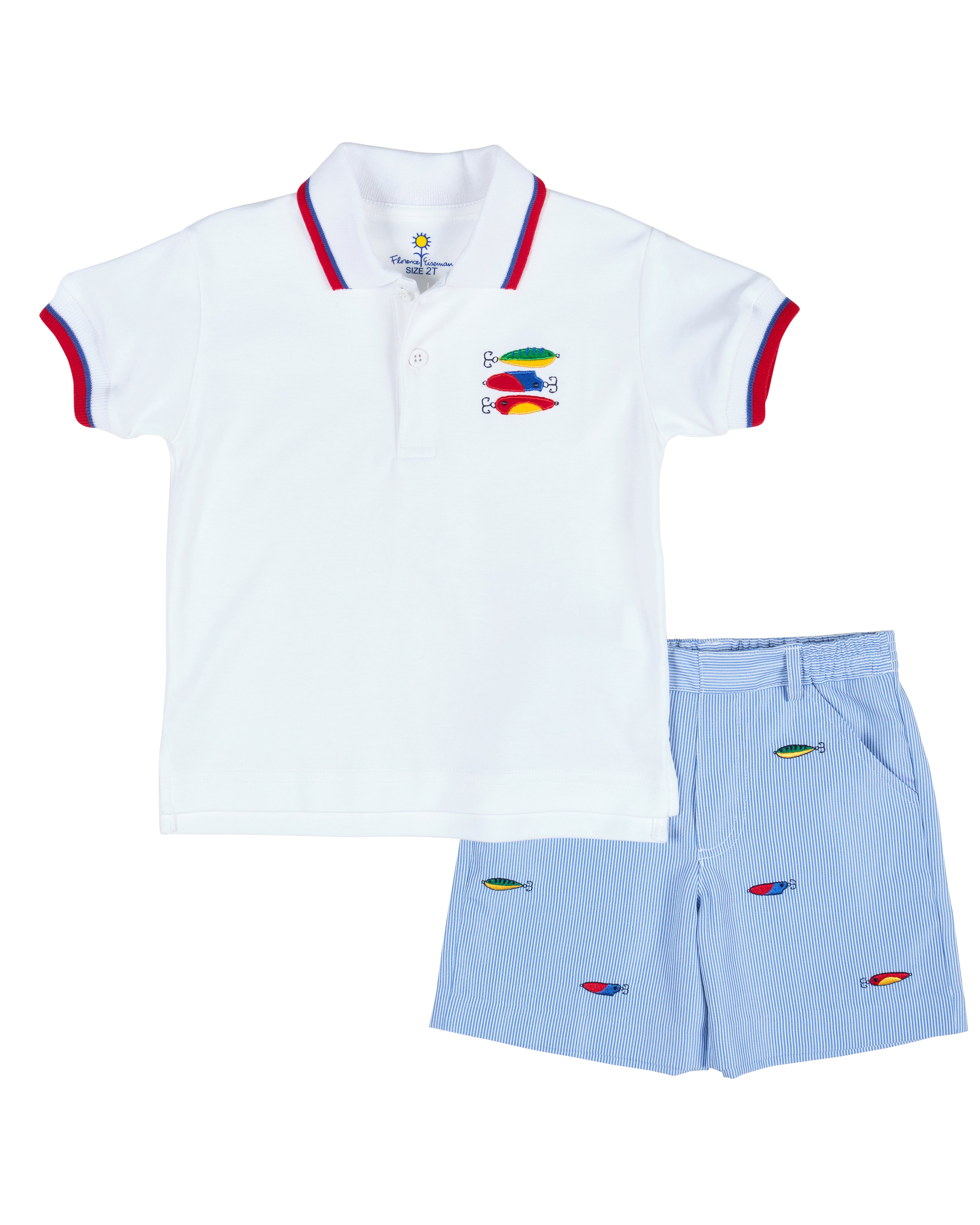 Jr. Cord Short W/Embroidered Fishing Lures
