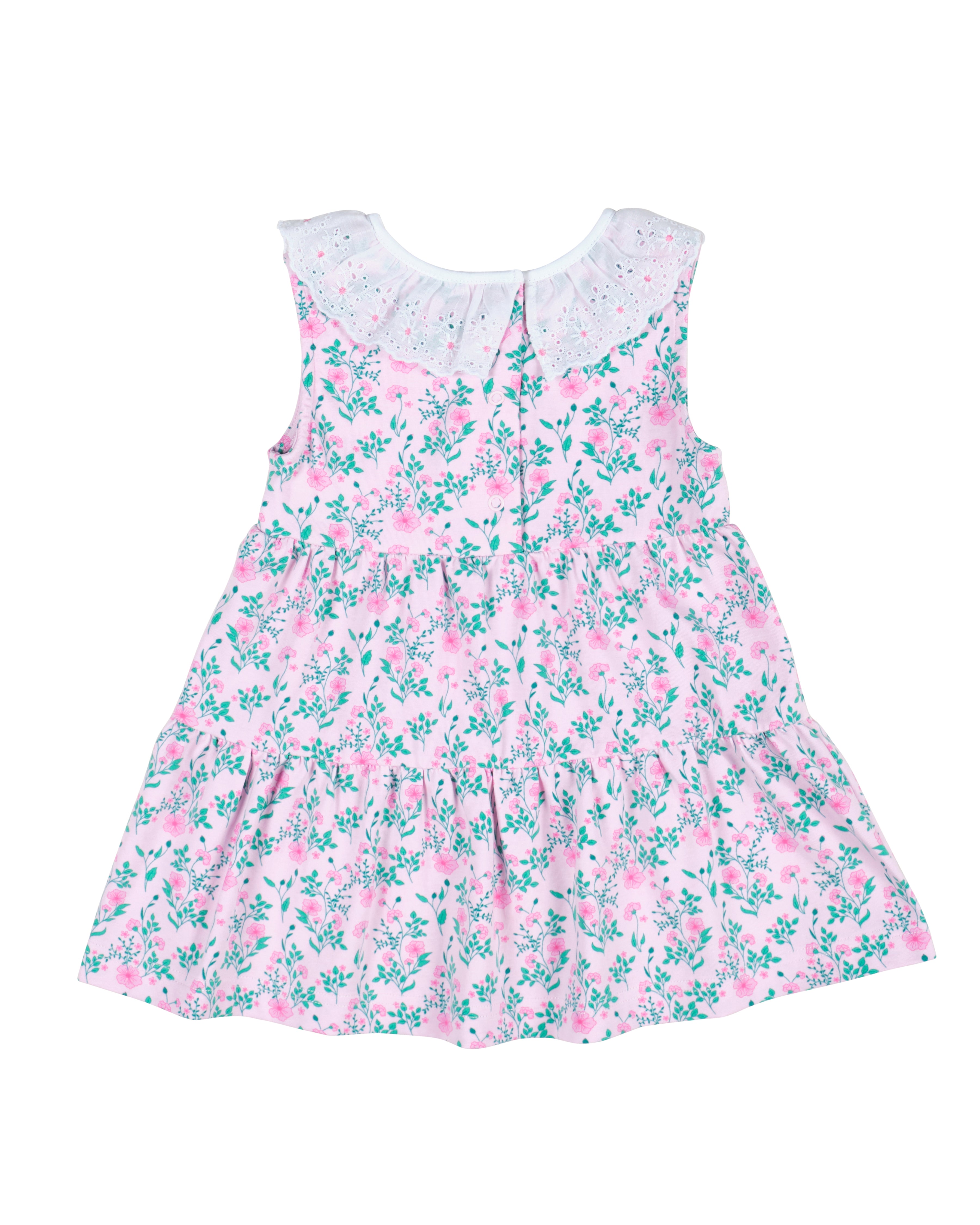 Floral Print Dress with Eyelet Collar