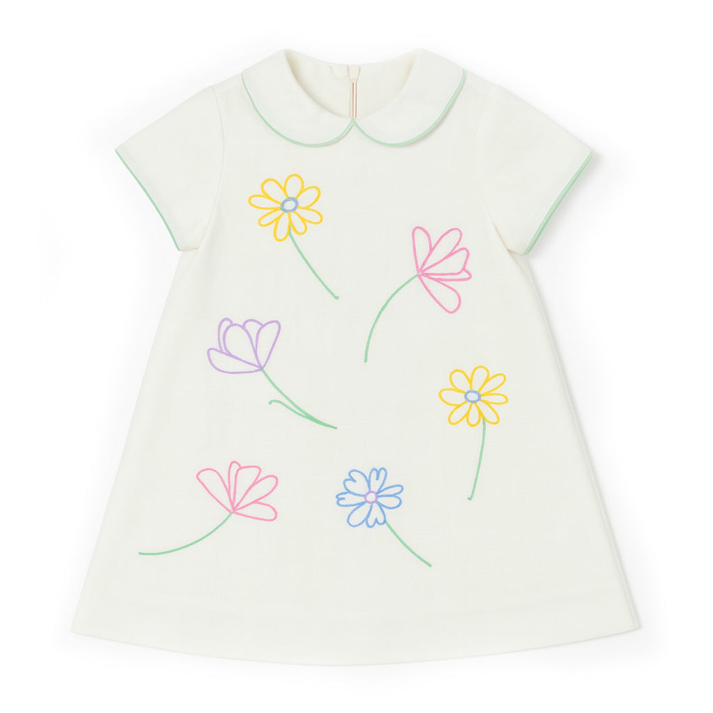 well fitting dress shirt Girls Multicolor Floral Printed Sleveless Dress with Embroidered Panel 3-6M (14) main image 0