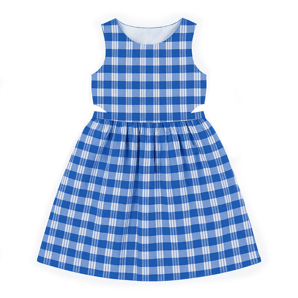 Plaid Seersucker Dress w/ Side Cut-Out Plaid Seersucker Dress w/ Side Cut-Out