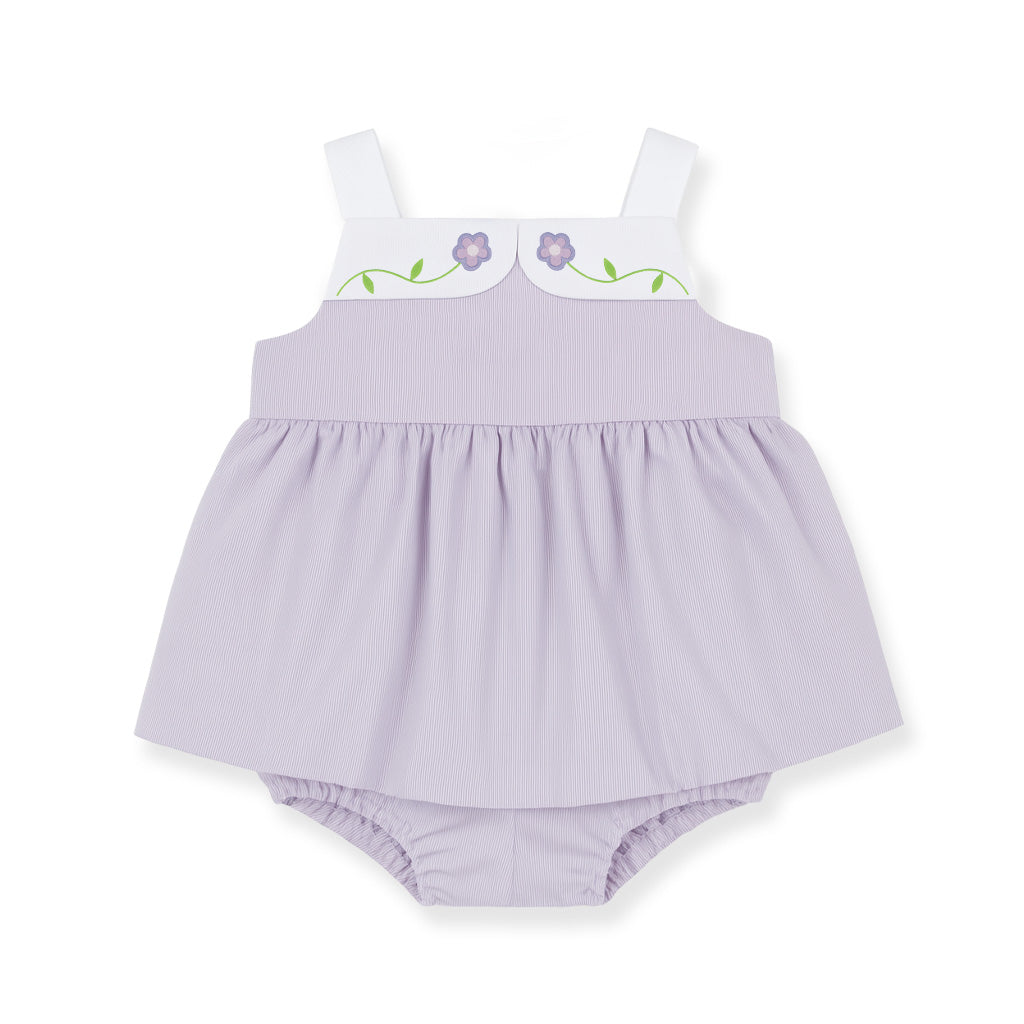 Pincord Romper with Flowers