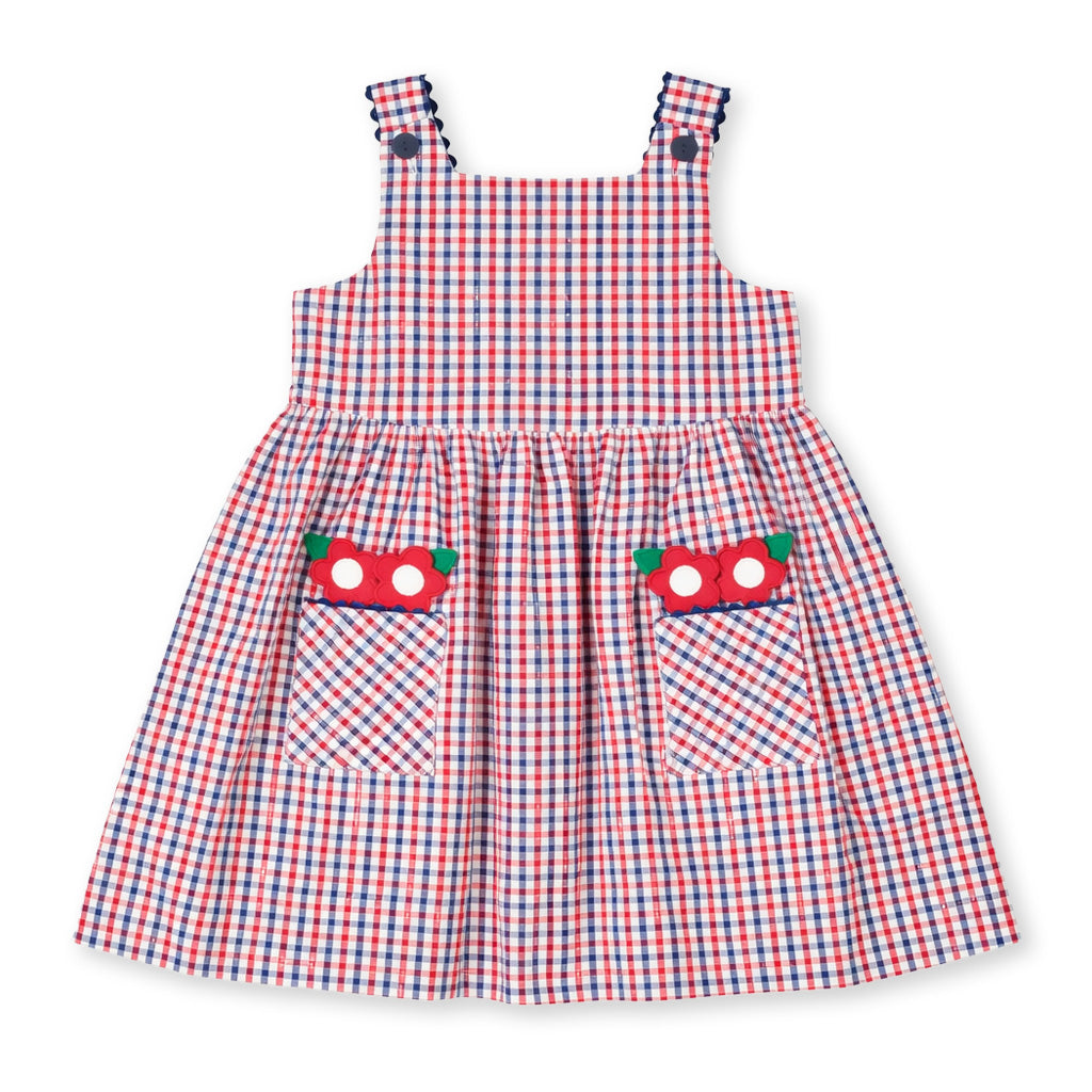Plaid Seersucker Dress With Flowers