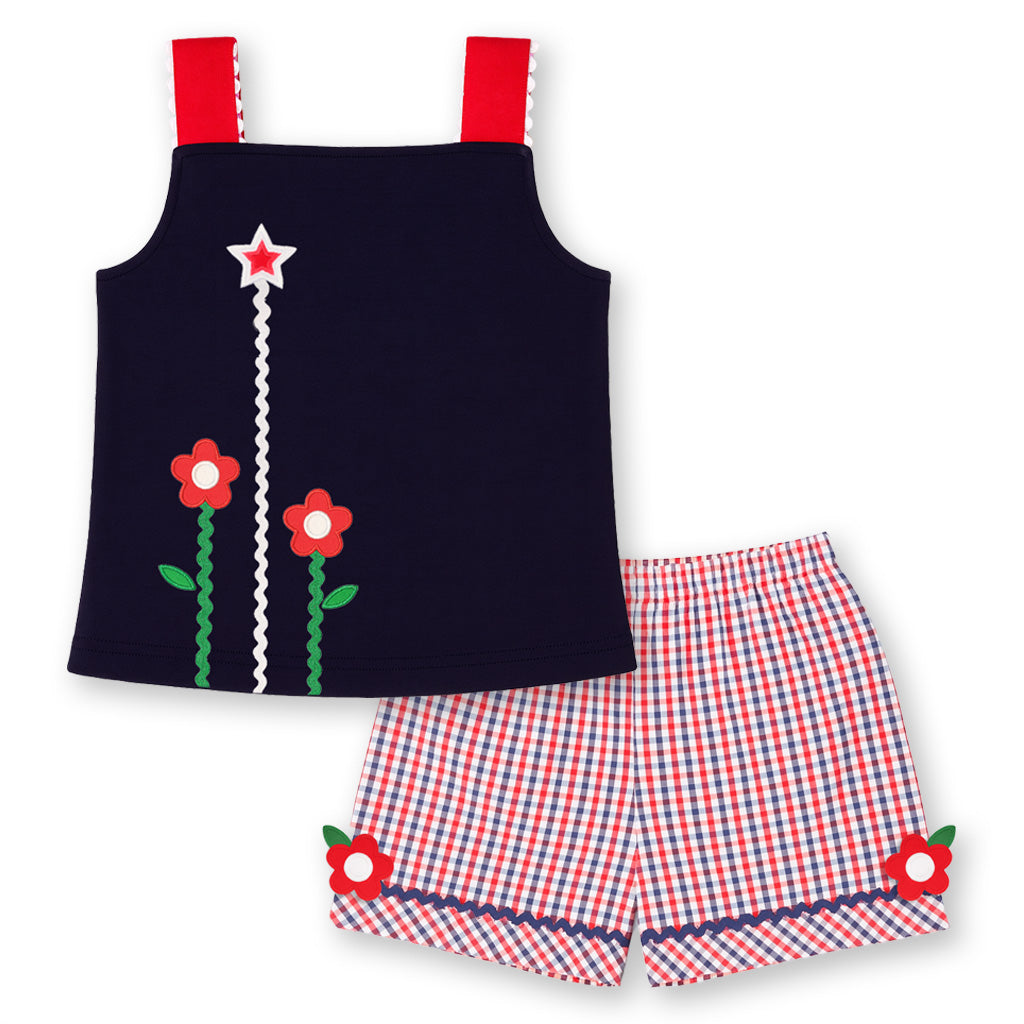 Knit Top With Ric Rac, Flowers & Star