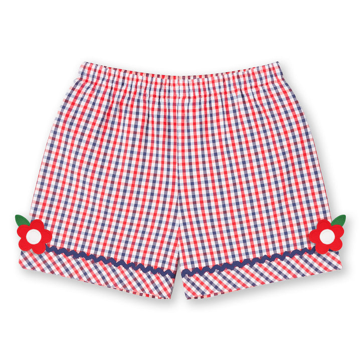Plaid Seersucker Shorts With Ric Rac & Flowers – Florence Eiseman