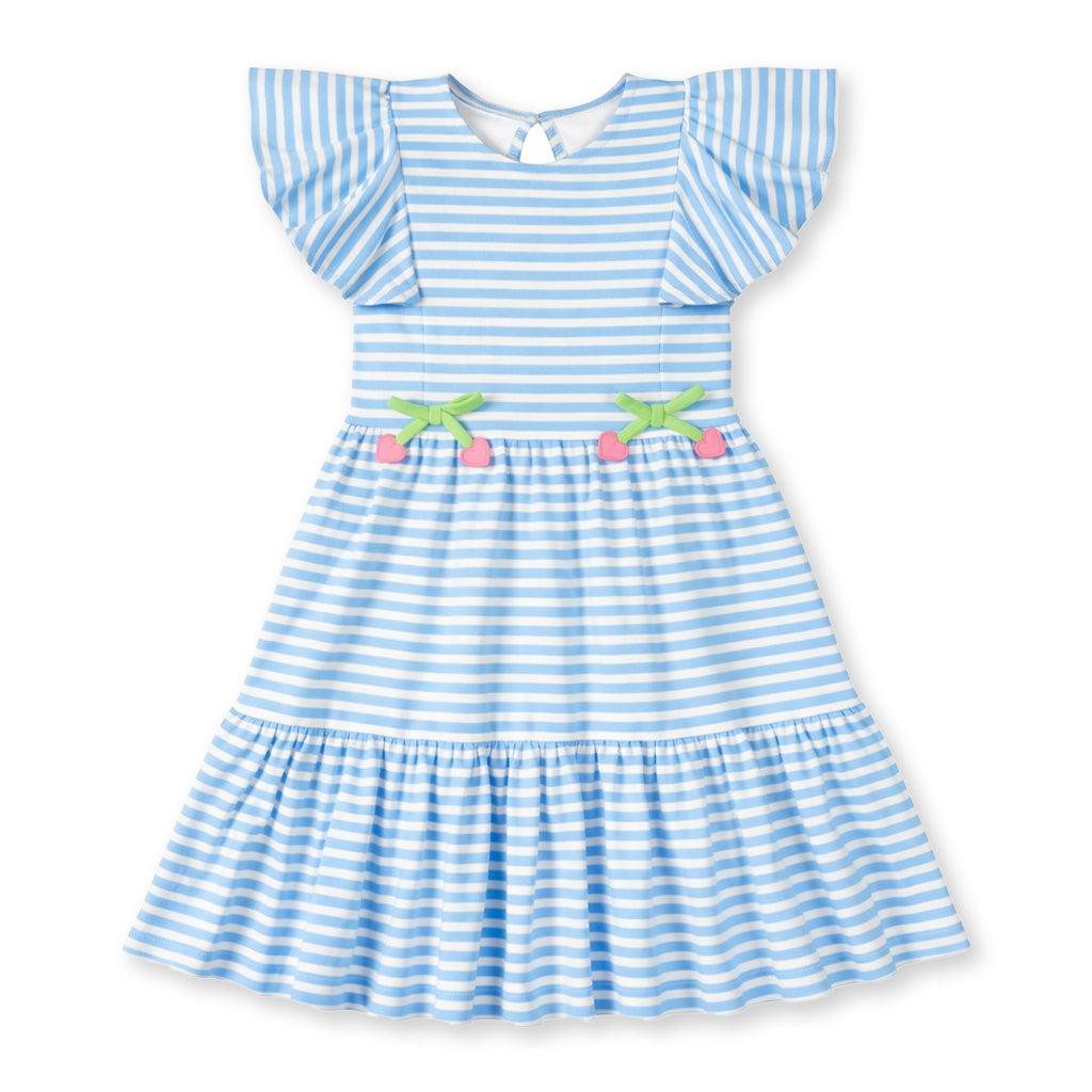 Stripe Knit Dress With Heart Cherries
