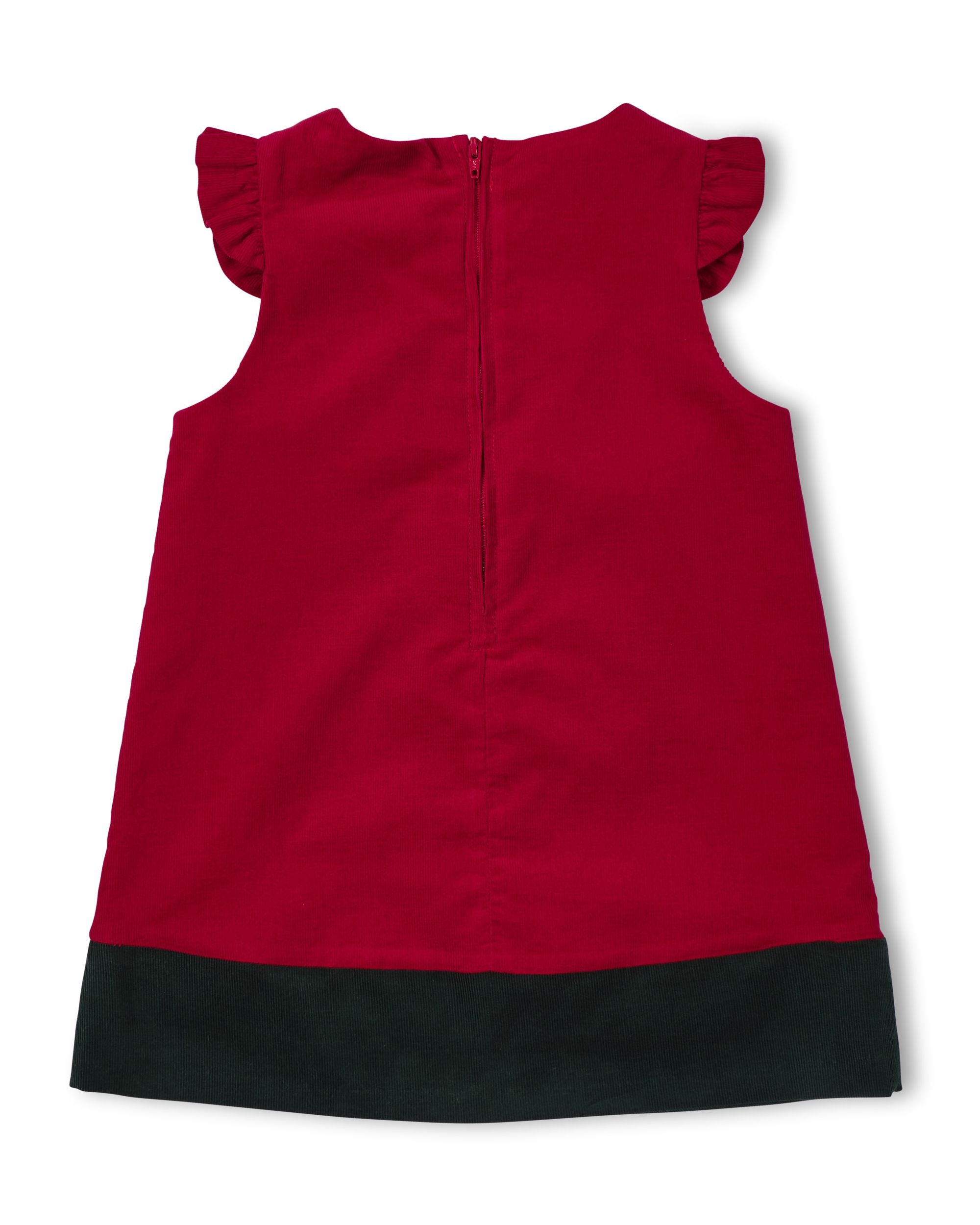 Red dress with black bottom hem on a white background