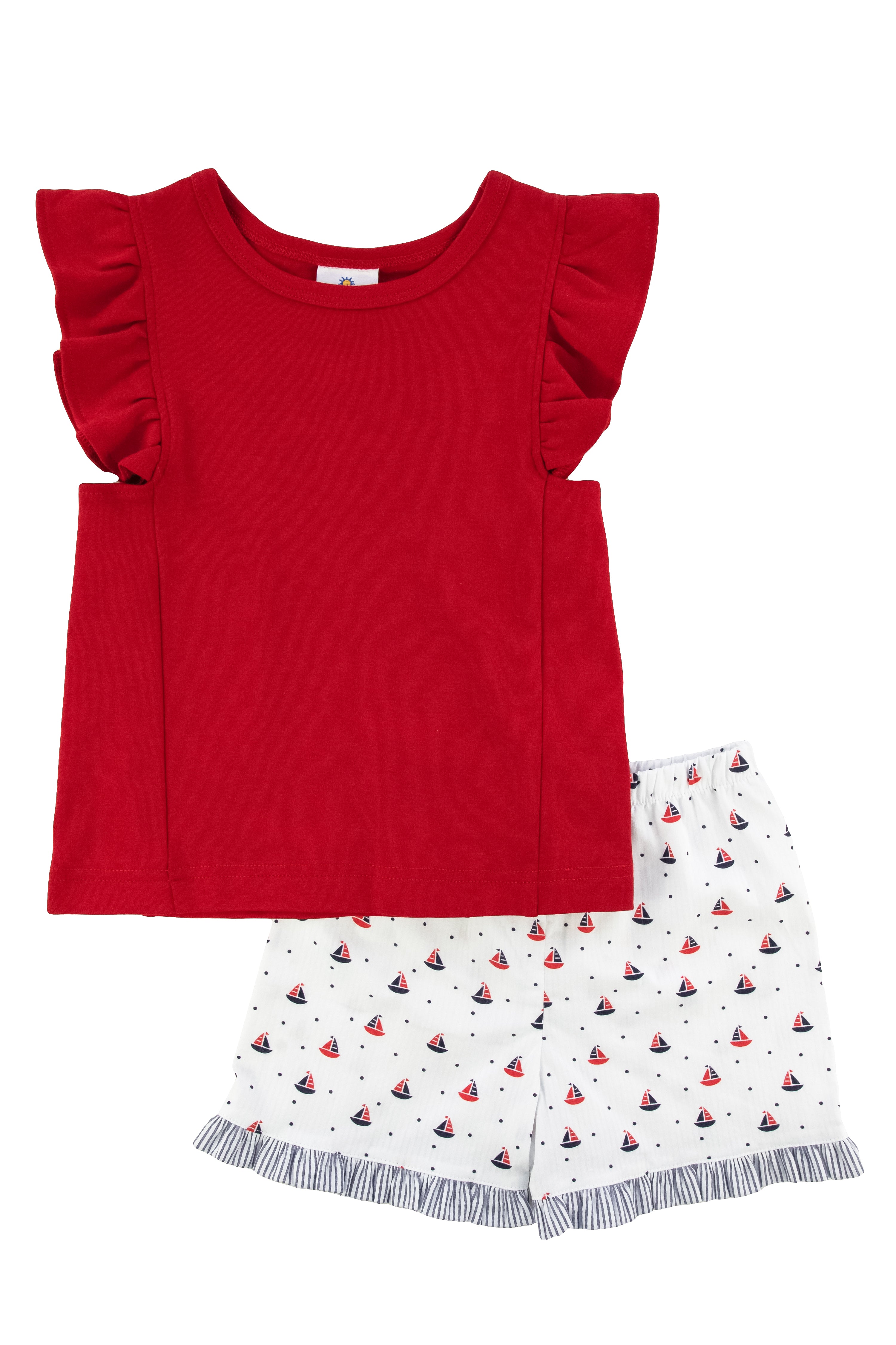 Printed Seersucker Shorts With Ruffle Hem