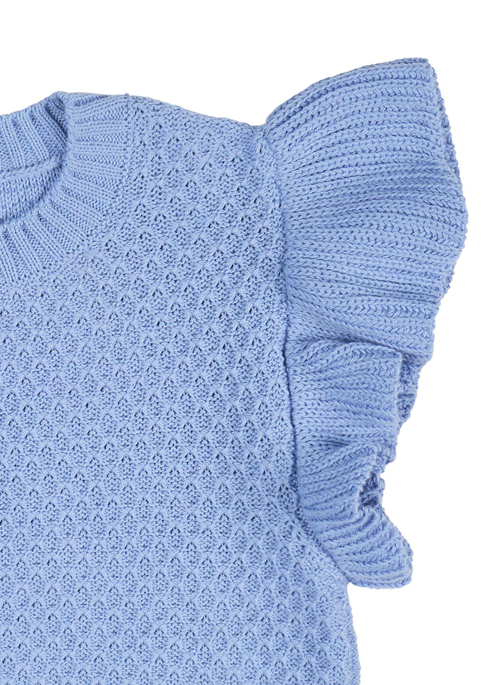 closeup of Short Sleeve Sweater With Ruffle