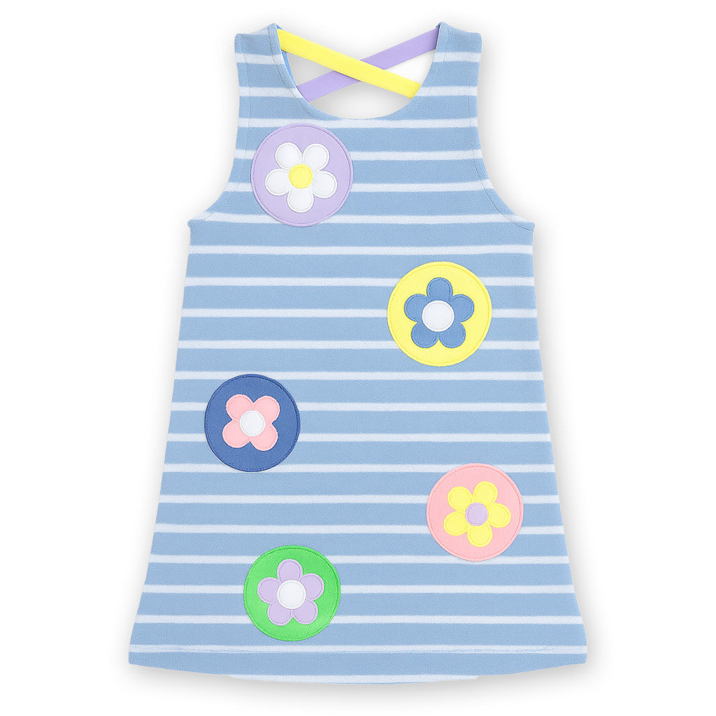 Stripe Knit Dress With Flower Dots