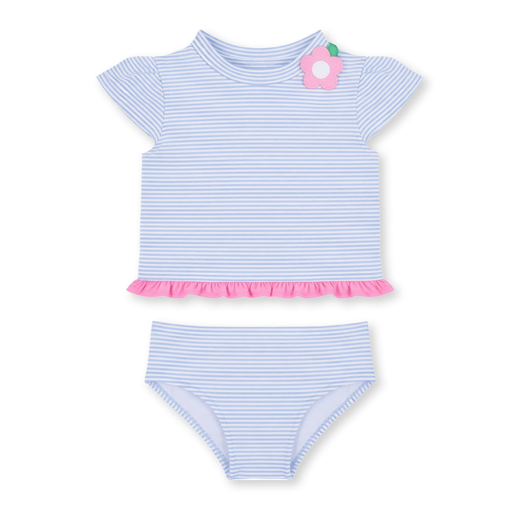 Cap Sleeve Rash Guard Tankini With Flower