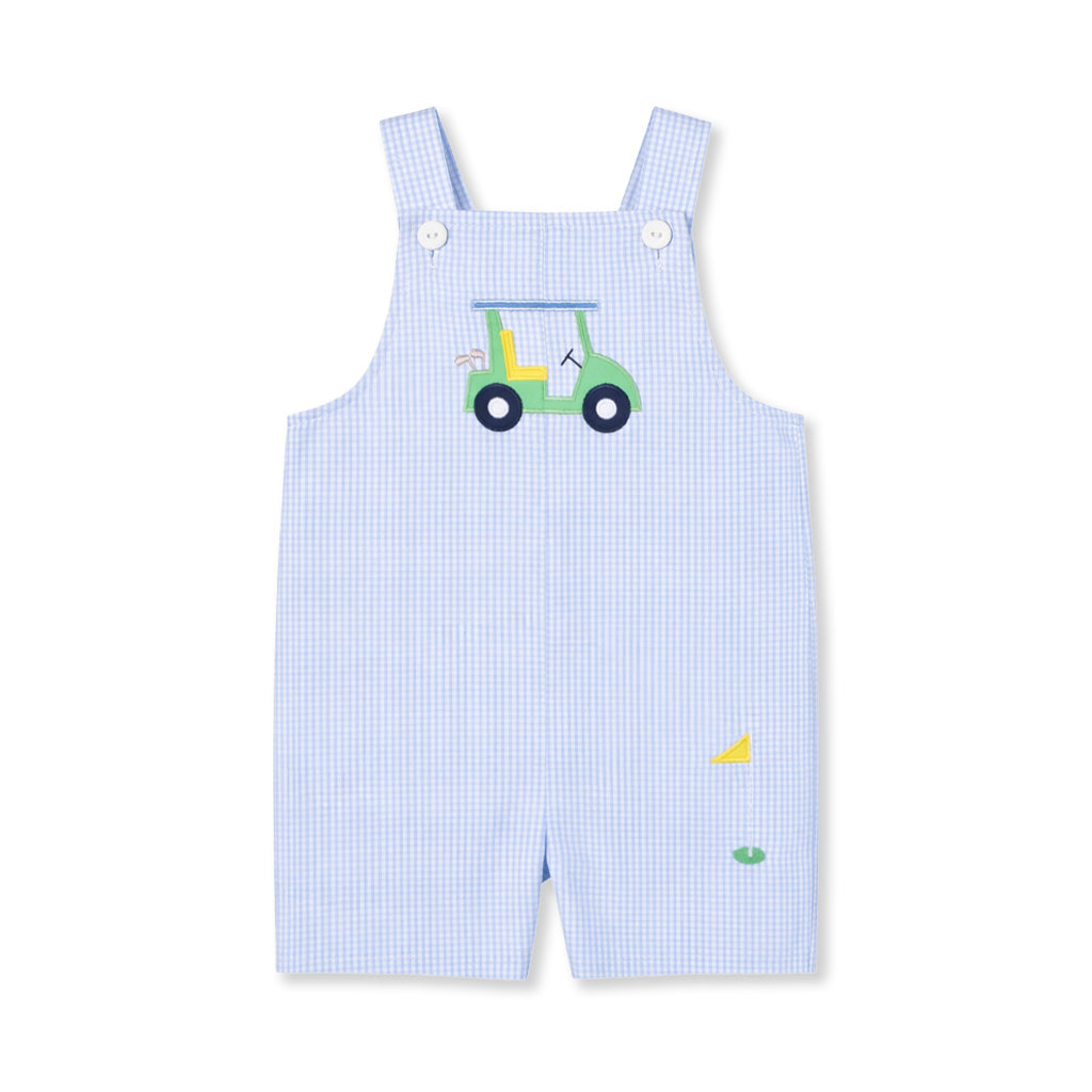 Check Seersucker Shortall With Golf Cart