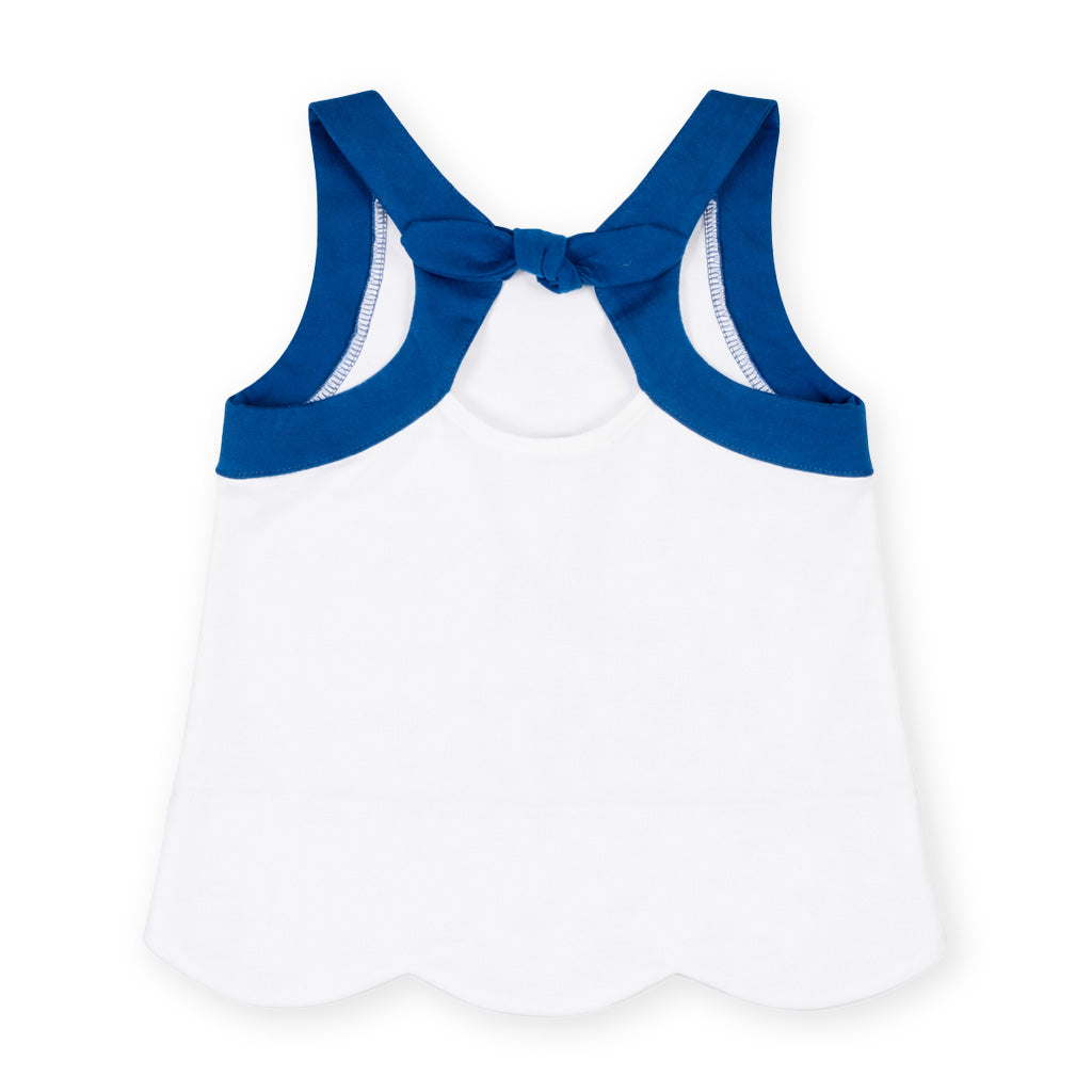 Knit Top With Scallop Hem And Flowers