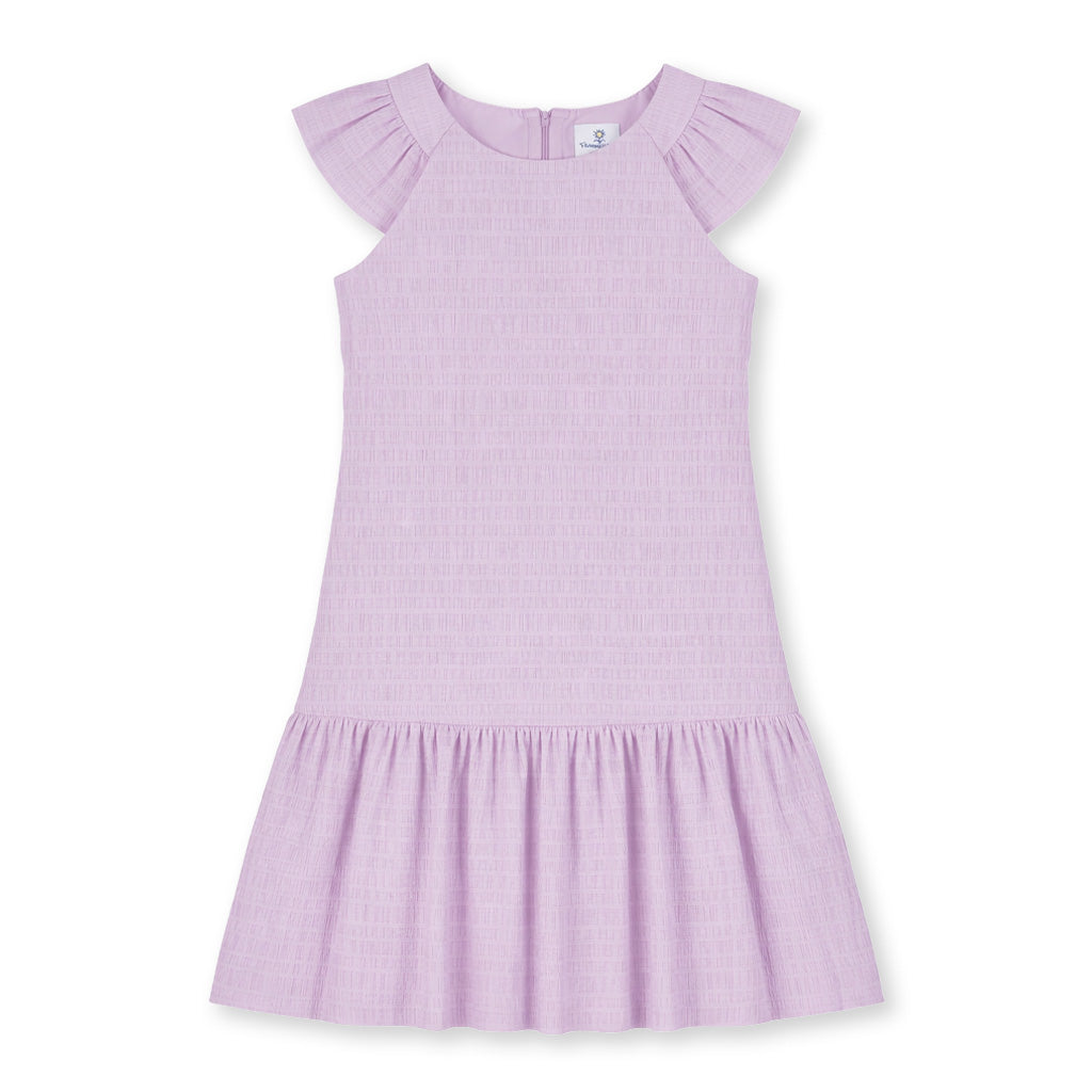 Florence Eiseman Big Girls Crinkle Lawn Dress With Shirred Hem Ruffle