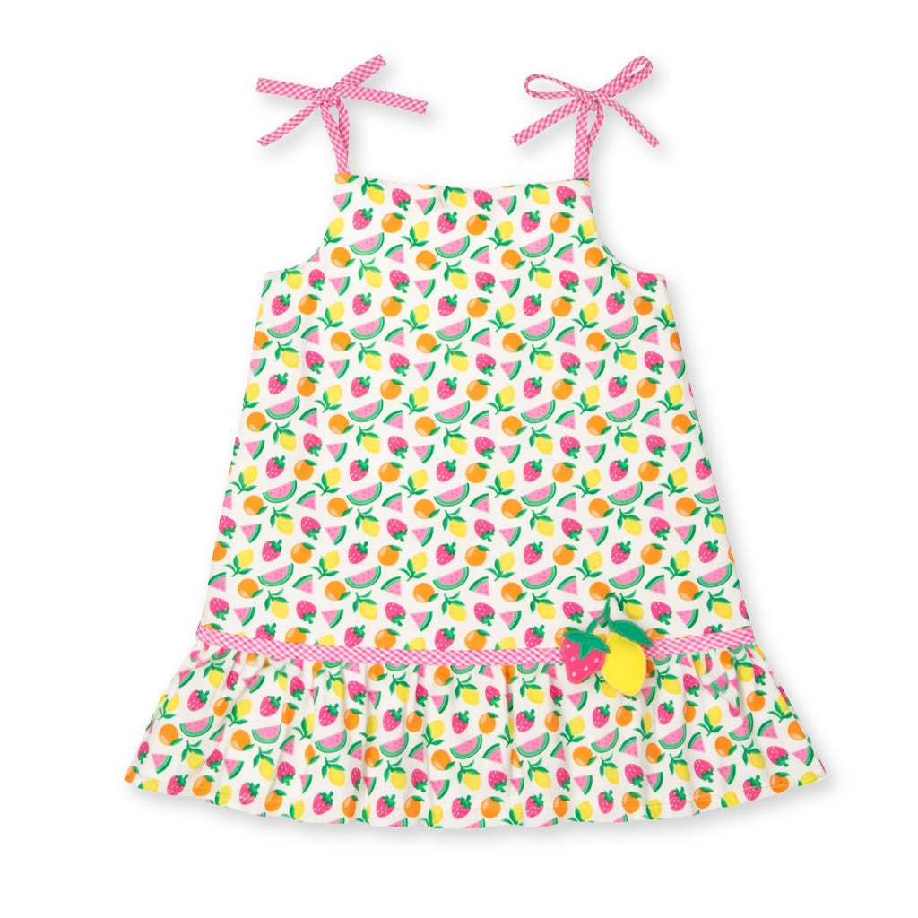 Printed Seersucker Dress With Fruit