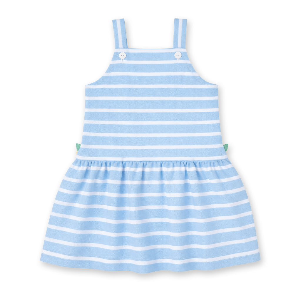 Florence Eiseman Big Girls Stripe Knit Dress With Mulitcolor Flowers - Blue