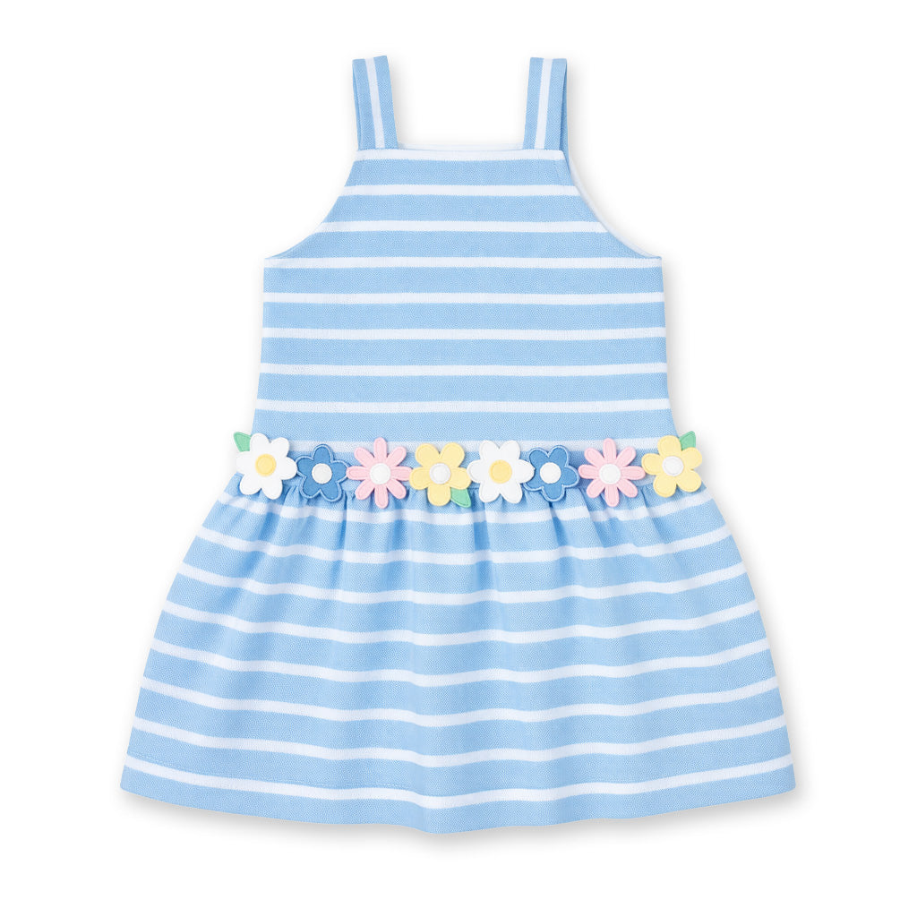 Stripe Knit Dress With Mulitcolor Flowers