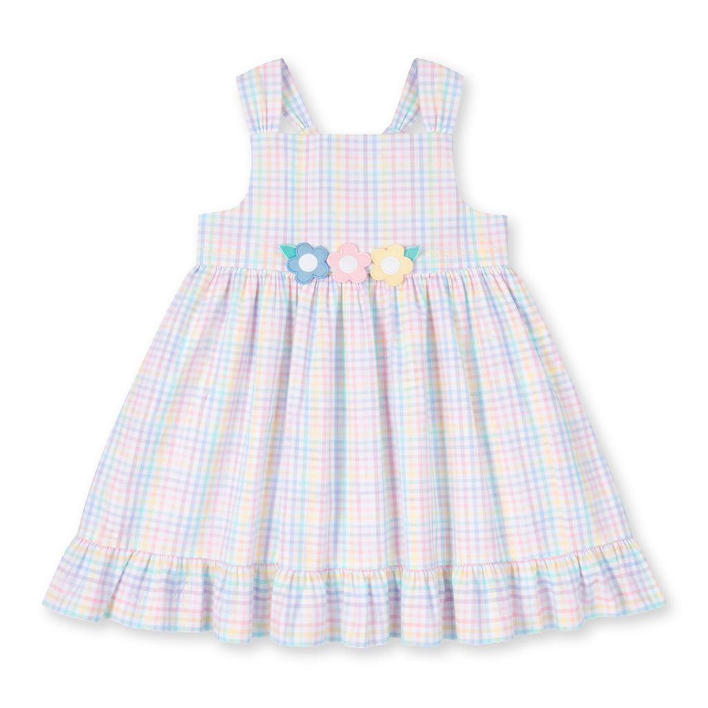 Plaid Seersucker Dress With Flowers