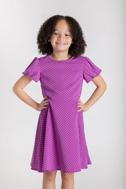 Polka Dot Dress With Bubble Sleeves