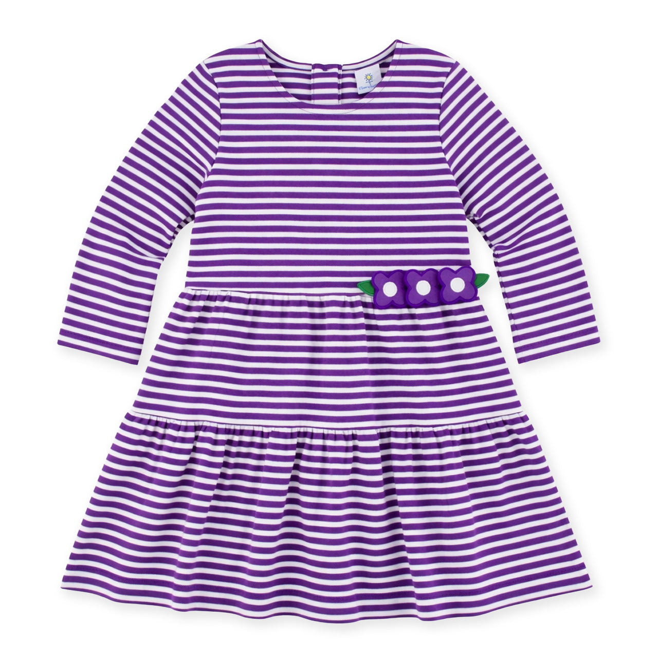 Stripe Knit Dress With Flowers