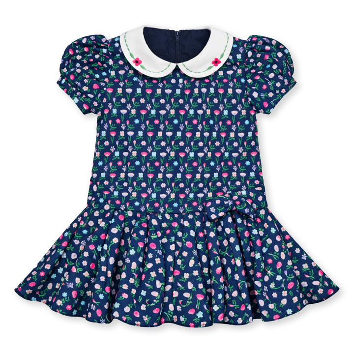 Floral Dress with Embroidered Collar 4T