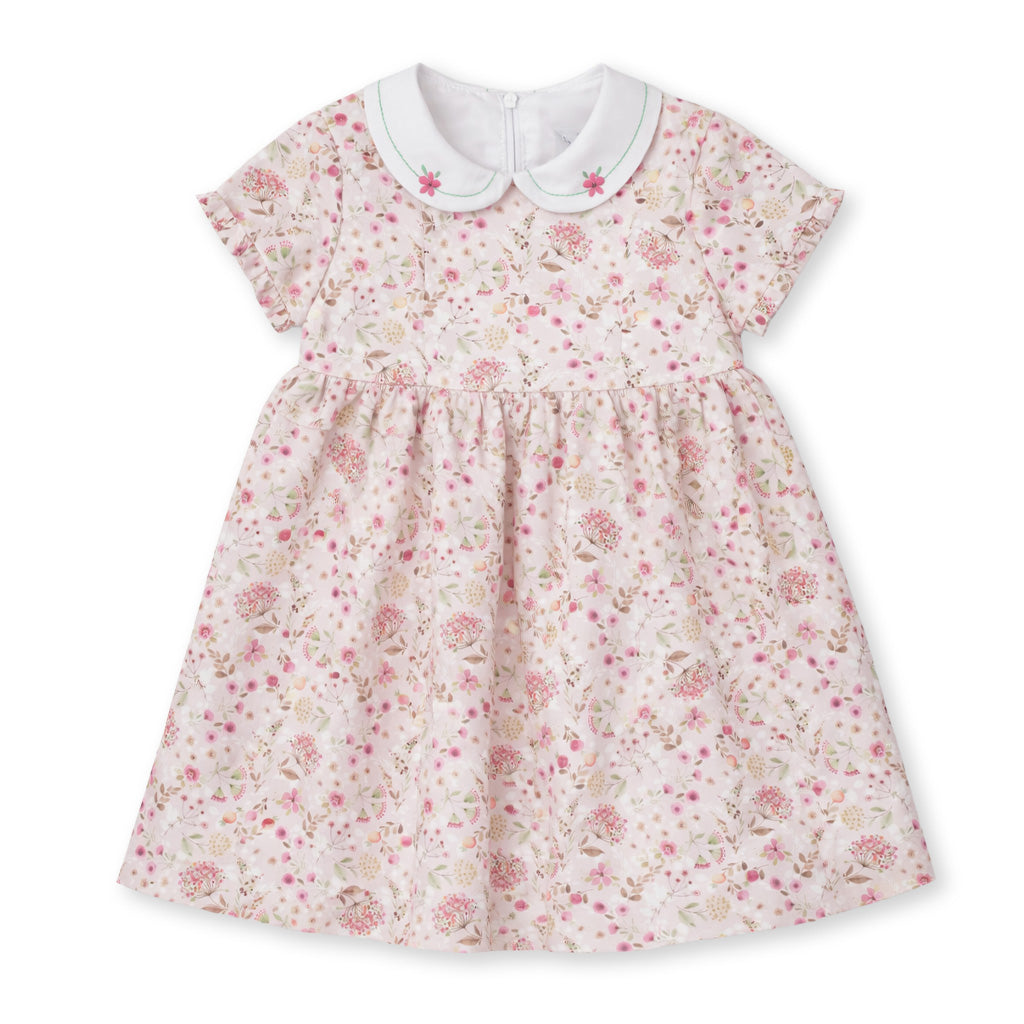 Floral Dress With Embroidered Collar