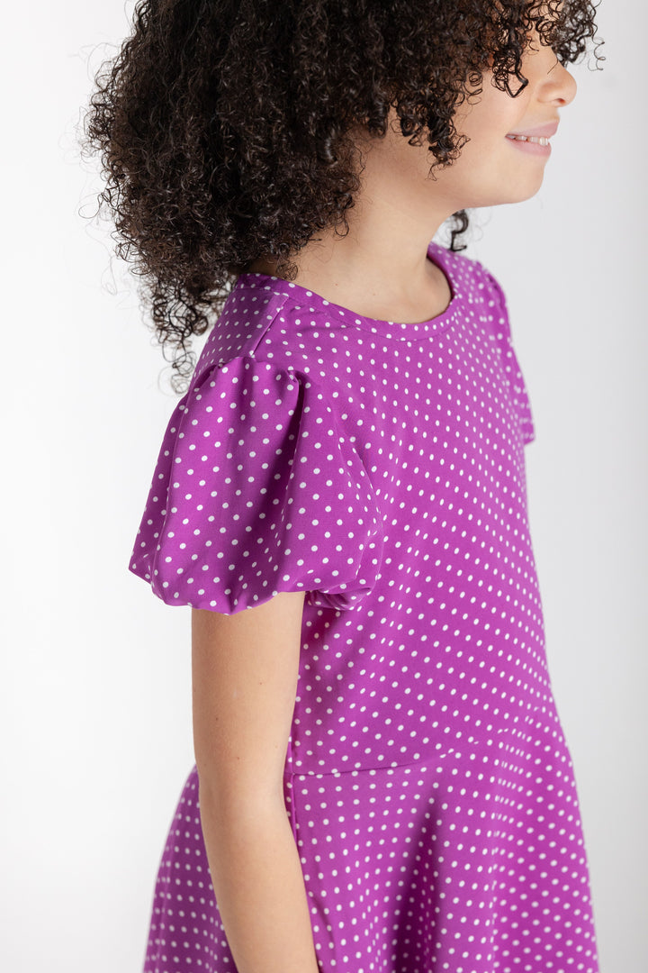 purple bubble dress Polka Dot Dress With Bubble Sleeves – Florence Eiseman