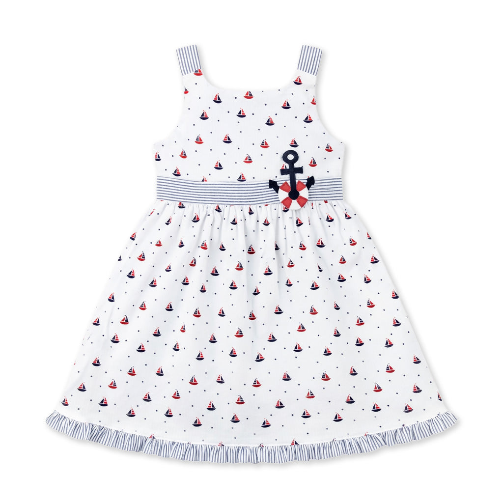 Printed Seersucker Dress With Anchor