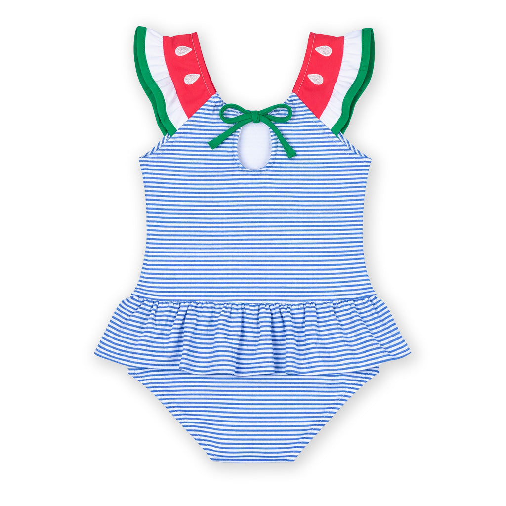 Seersucker Swimsuit with Watermelon
