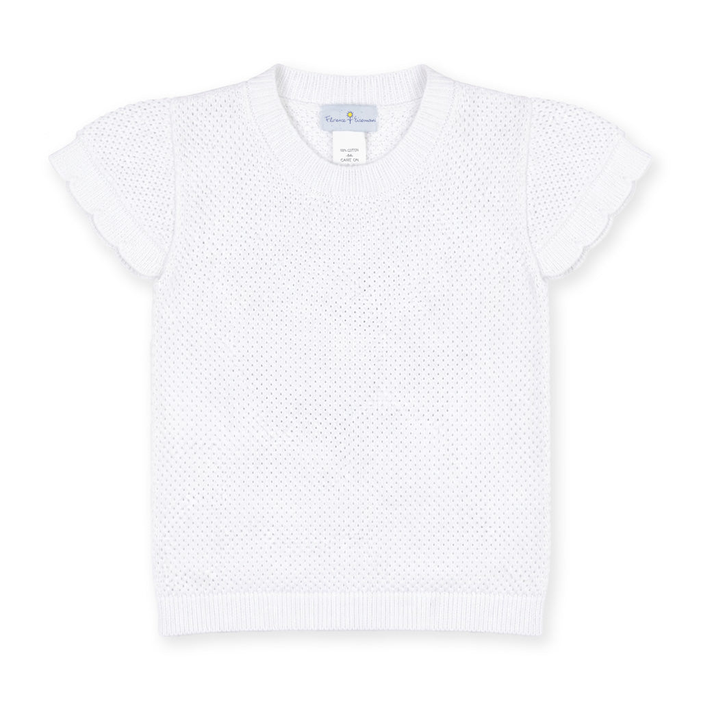 Short Sleeve Sweater with Scallop Edges