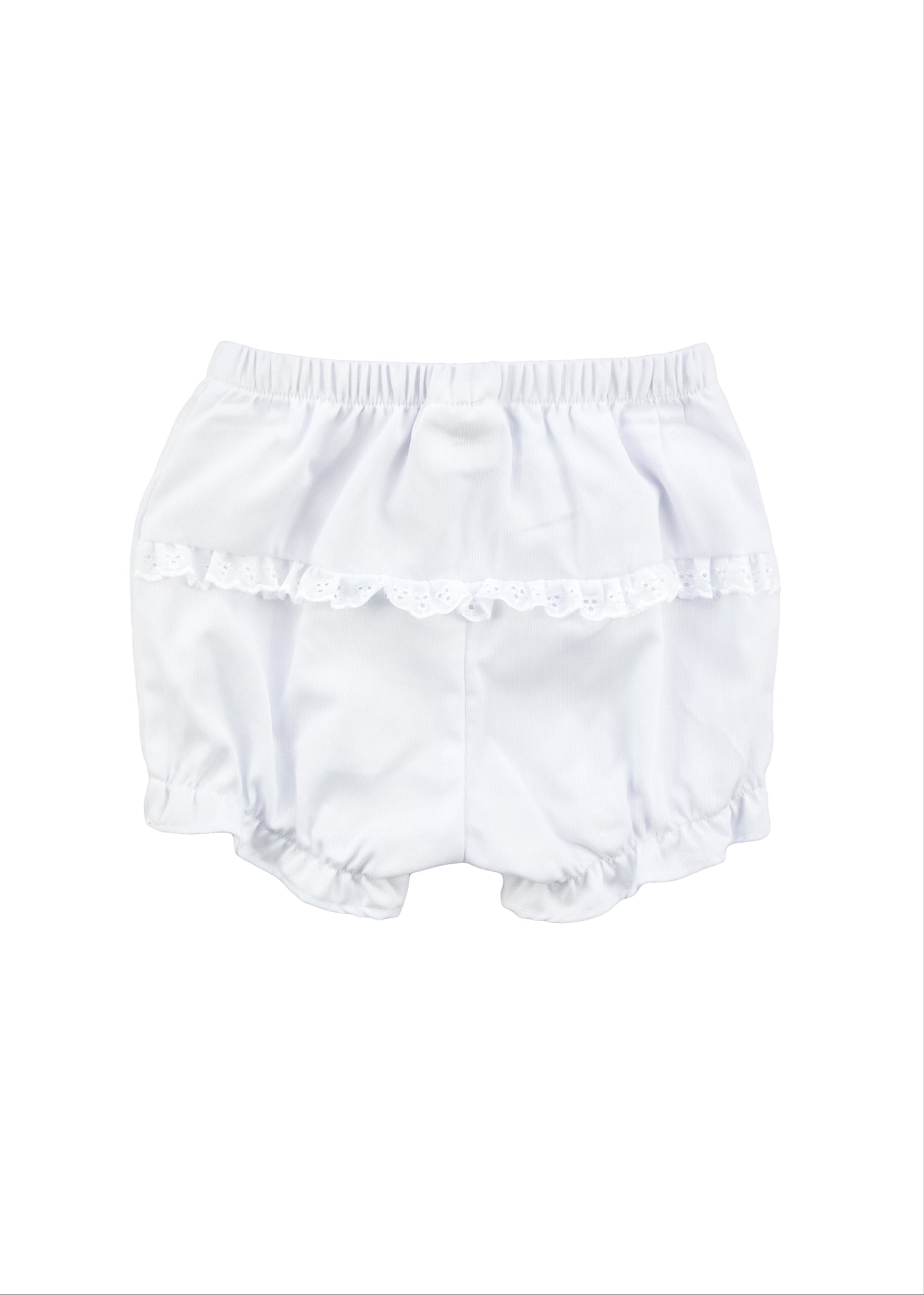 Back view of White Ruffle Leg Bloomer